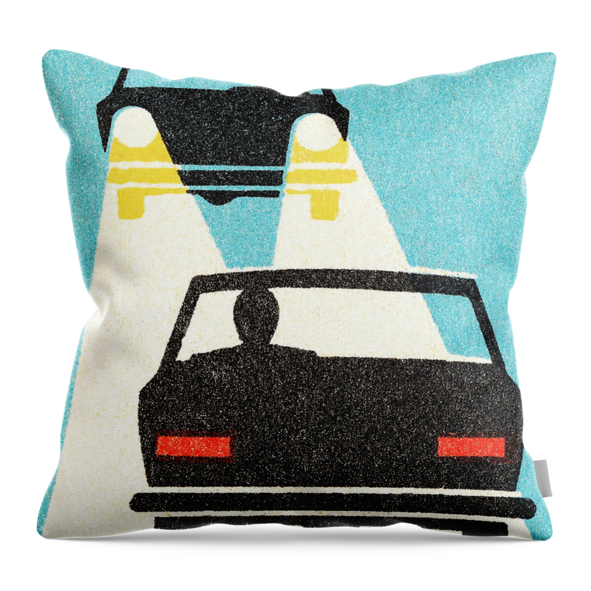 Accident Throw Pillow featuring the drawing Car driving at night by CSA Images