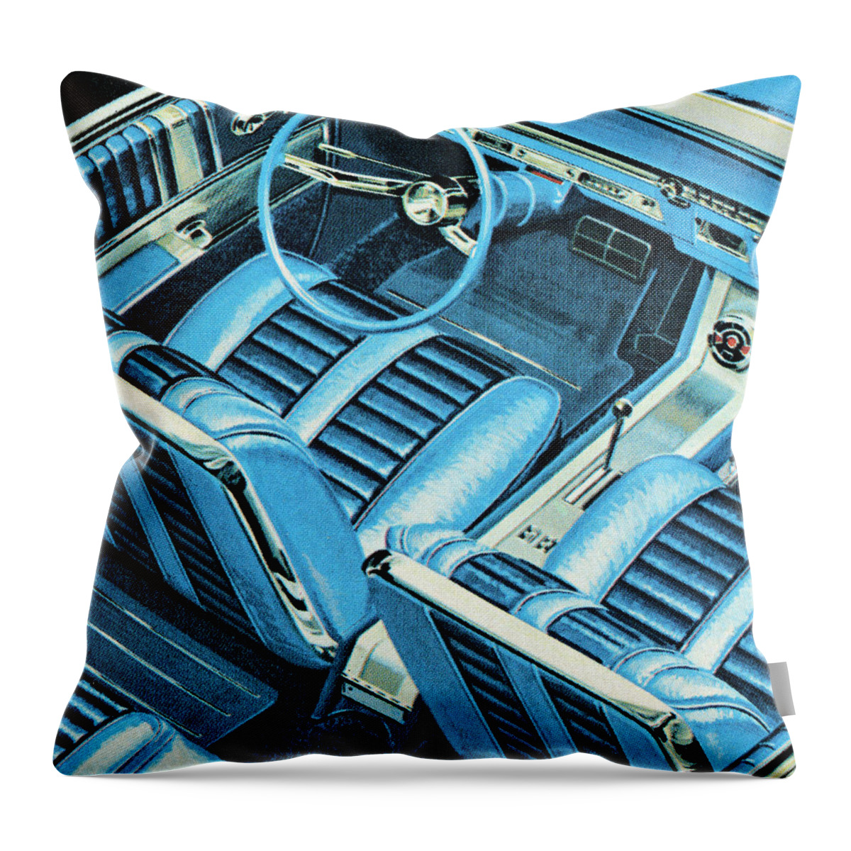 Auto Throw Pillow featuring the drawing Car Interior by CSA Images