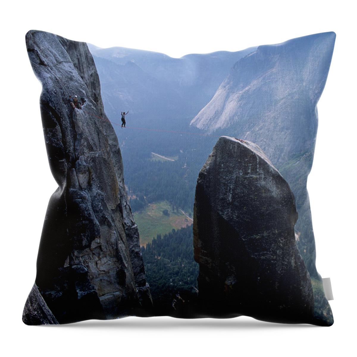 Tyrolean Traverse Throw Pillow featuring the photograph Careful by Michaelsvoboda