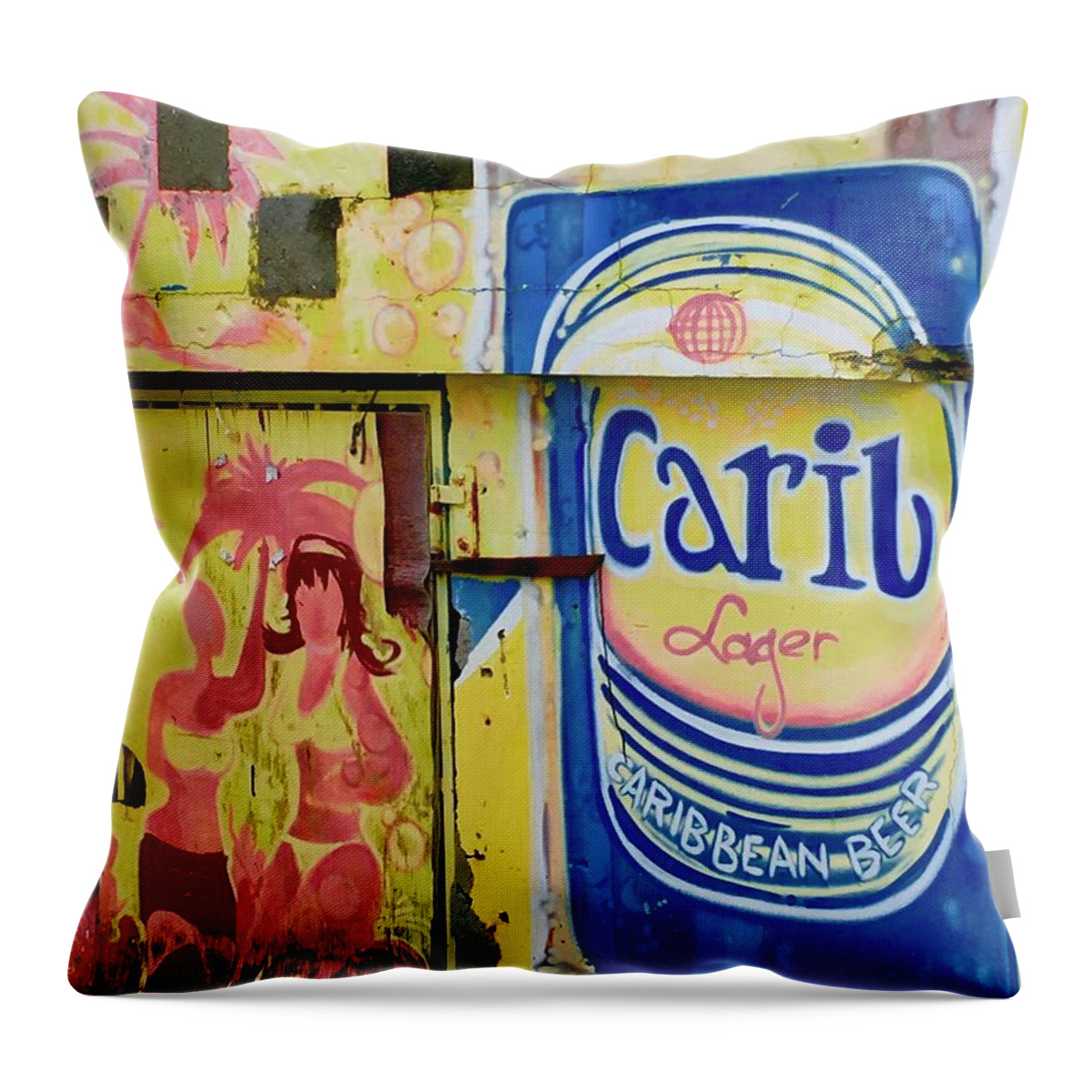 Wall Art Throw Pillow featuring the photograph Caribbean Beer Here by Debra Grace Addison