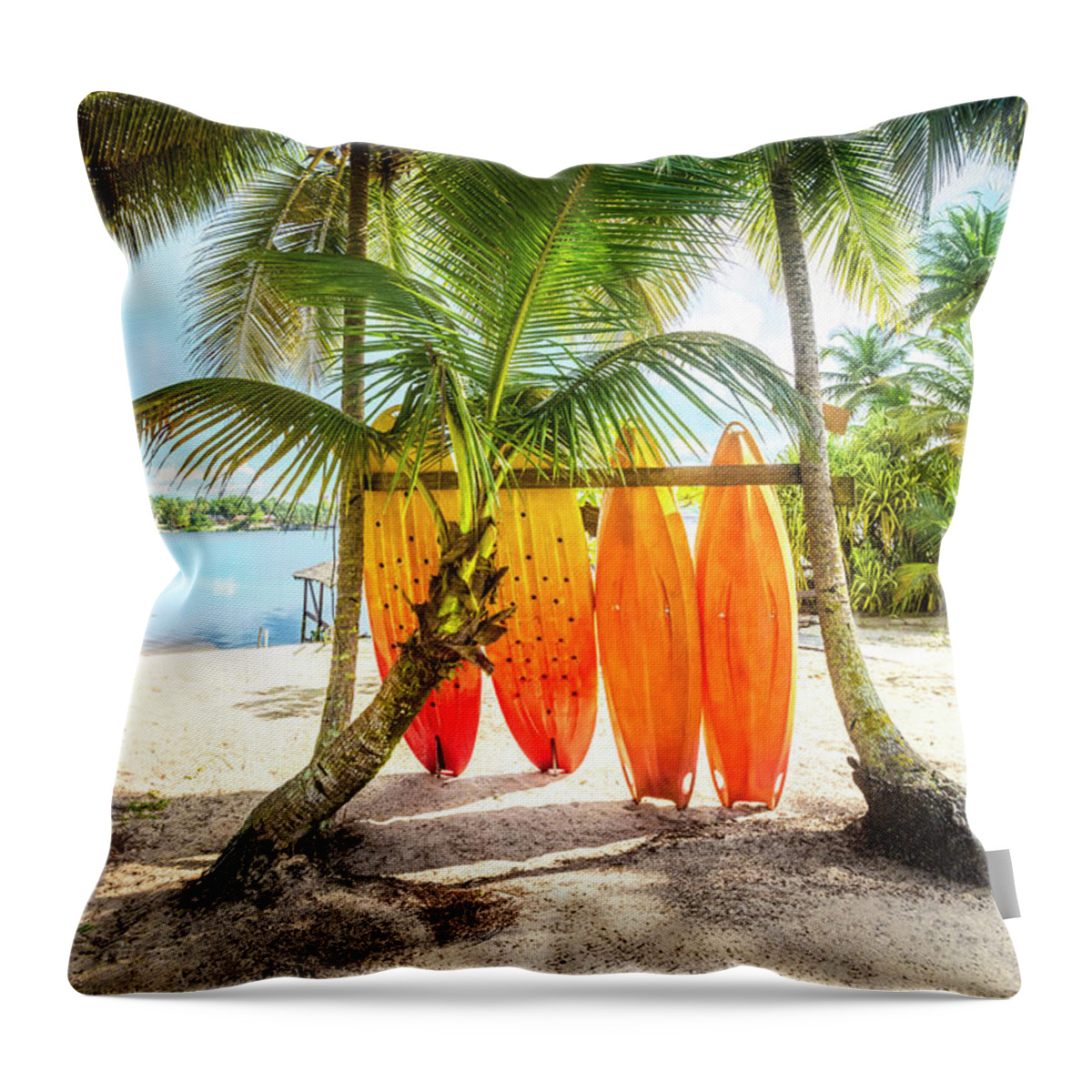 African Throw Pillow featuring the photograph Caribbean Island Mood by Debra and Dave Vanderlaan