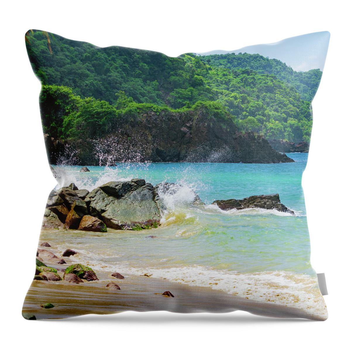 Caribbean Throw Pillow featuring the photograph Caribbean Splash by Liz Albro