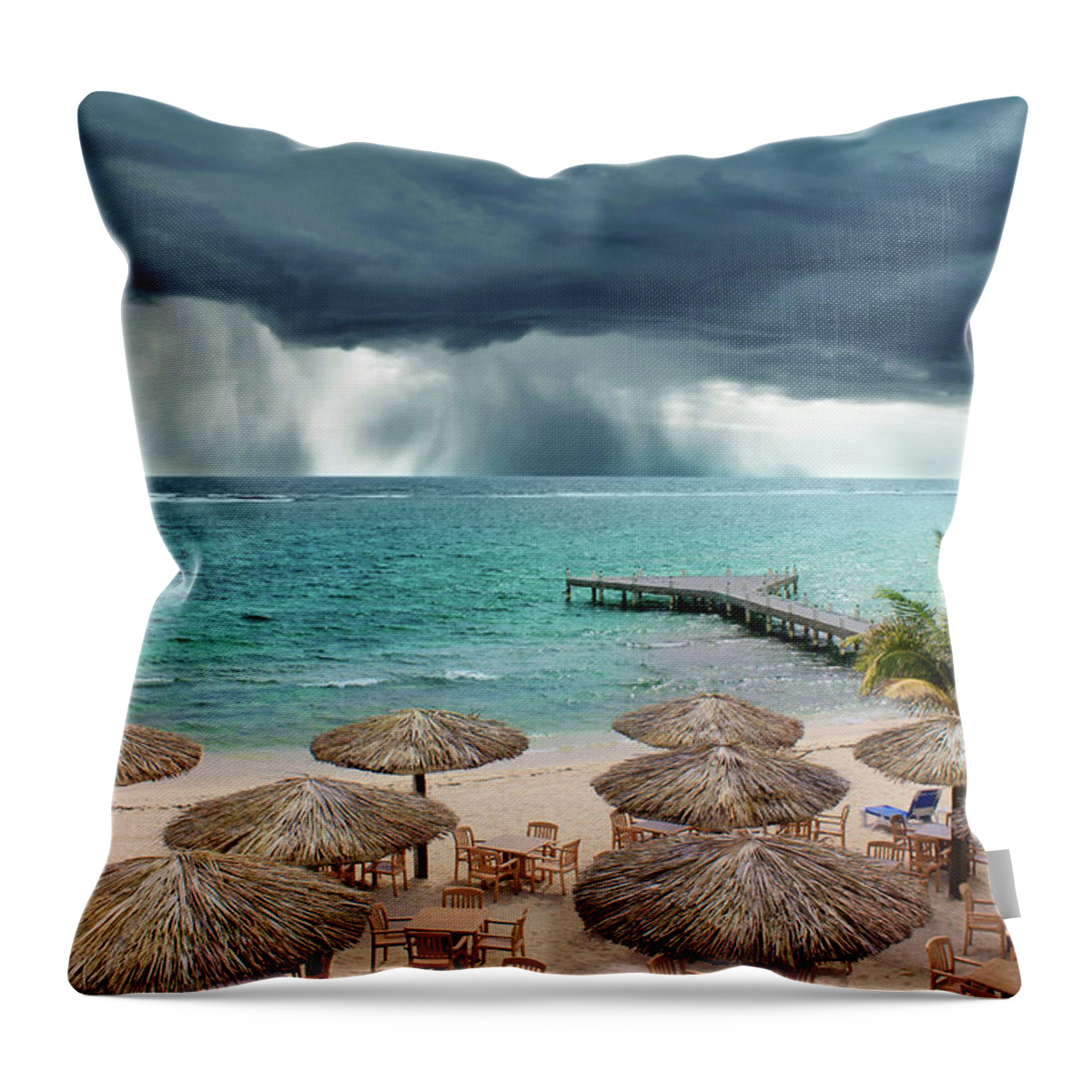 Grand Cayman Throw Pillow featuring the photograph Caribbean Storm by Iryna Goodall