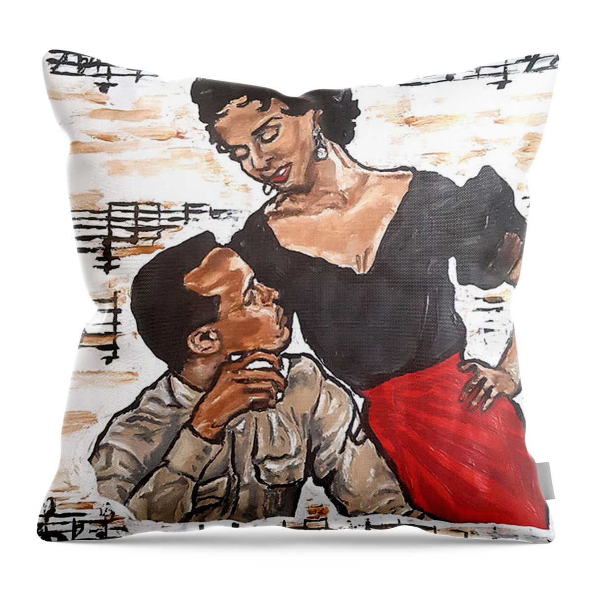 Carmen Jones Throw Pillow featuring the painting Carmen Jones - That's Love by Rachel Natalie Rawlins