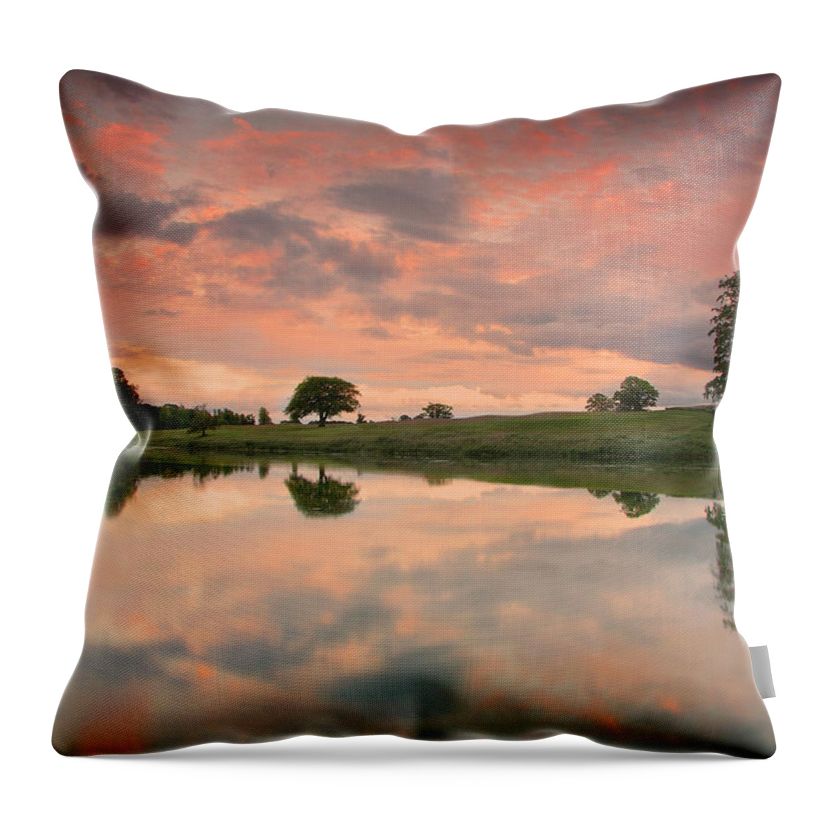 Scenics Throw Pillow featuring the photograph Carton Lake Sunset by Ashley Lowry