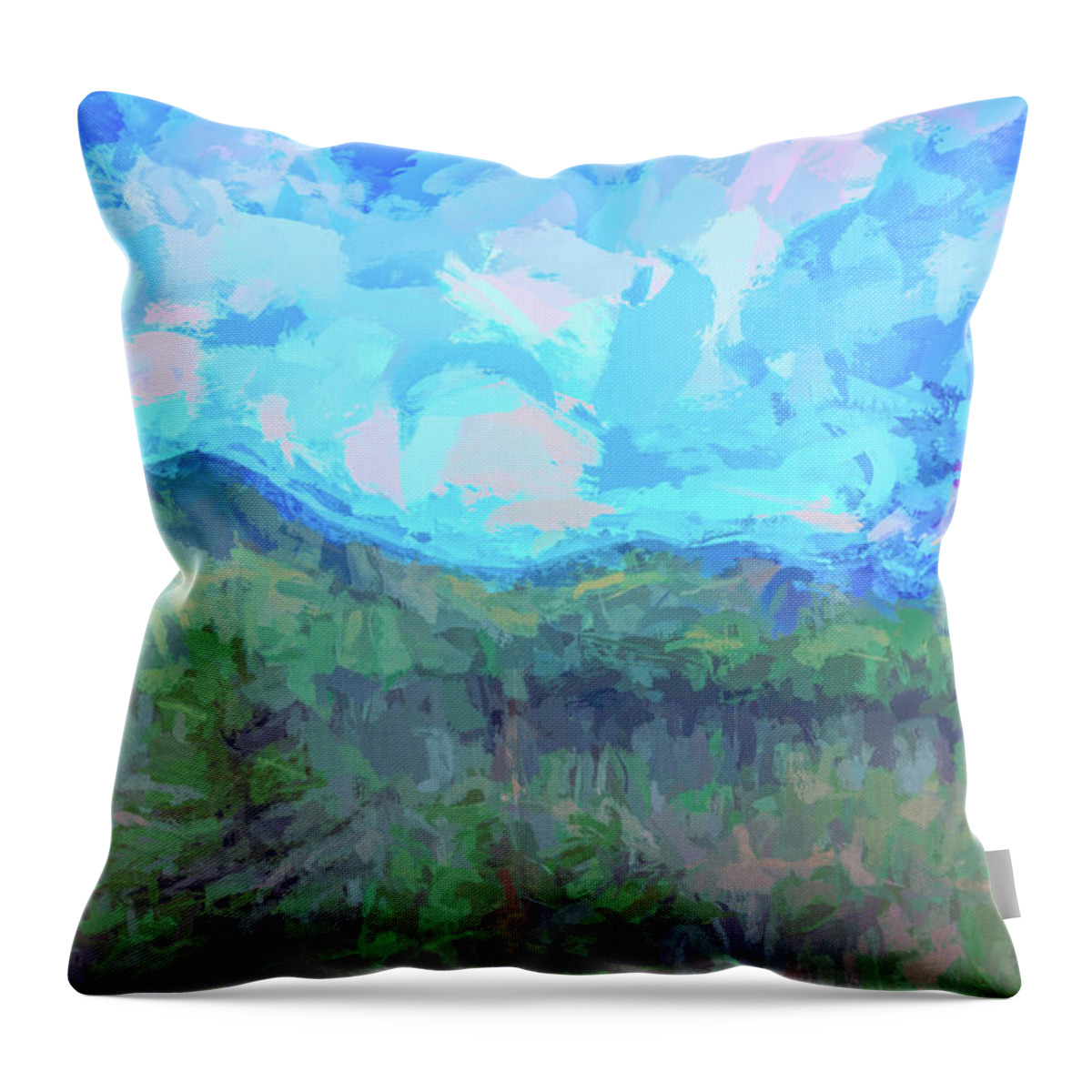 Cascades Mountains Throw Pillow featuring the digital art Cascades Abstract Landscapes by Cathy Anderson