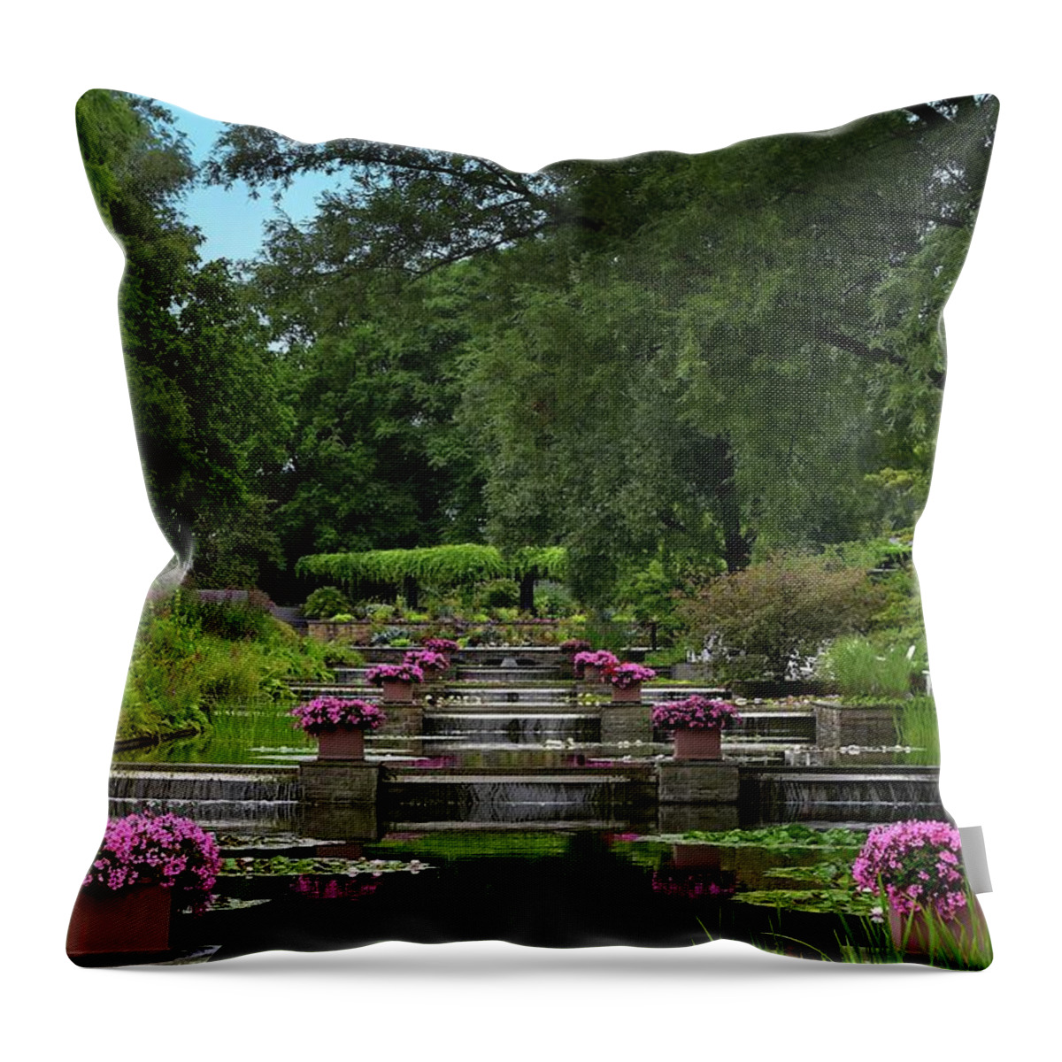 City Throw Pillow featuring the photograph Cascading Pools and Waterfalls by Yvonne Johnstone