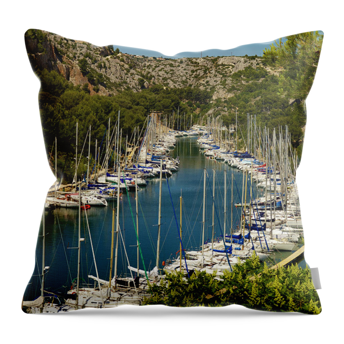 Tranquility Throw Pillow featuring the photograph Cassis 13 by Patrice Coppee