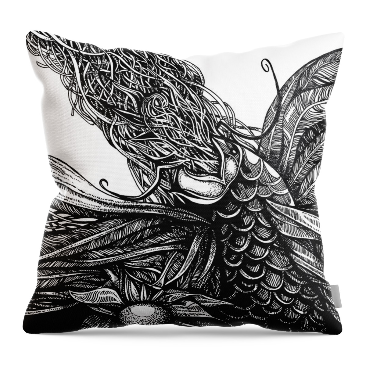 Fish Throw Pillow featuring the drawing Castaway fish by Enrique Zaldivar