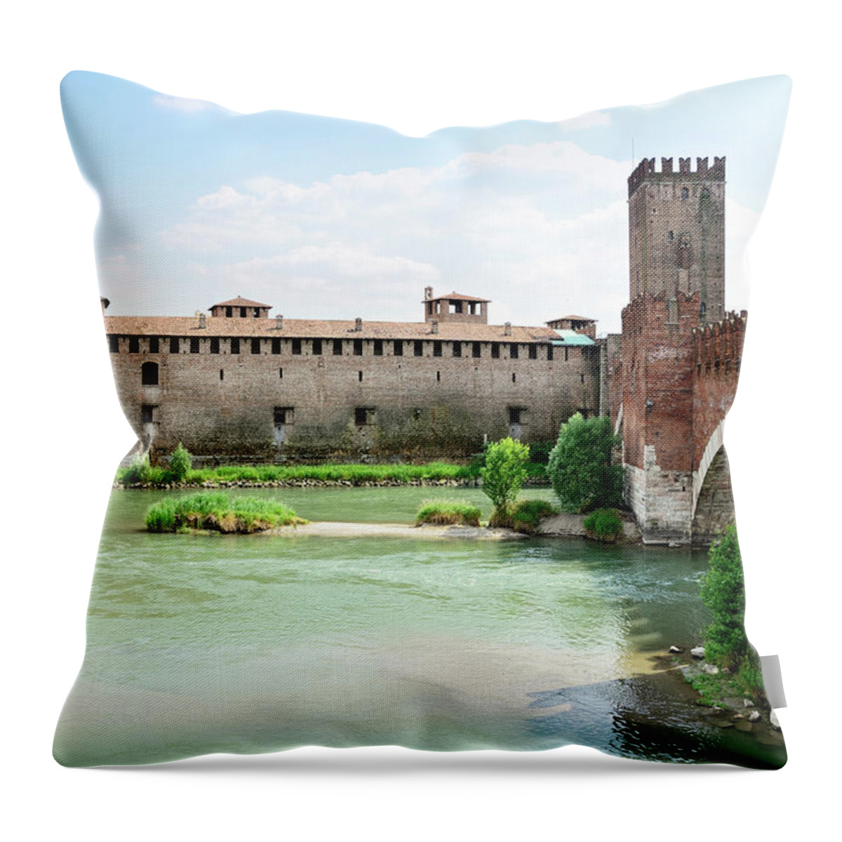 Veneto Throw Pillow featuring the photograph Castelvecchio And Ponte Scaligero by Alxpin