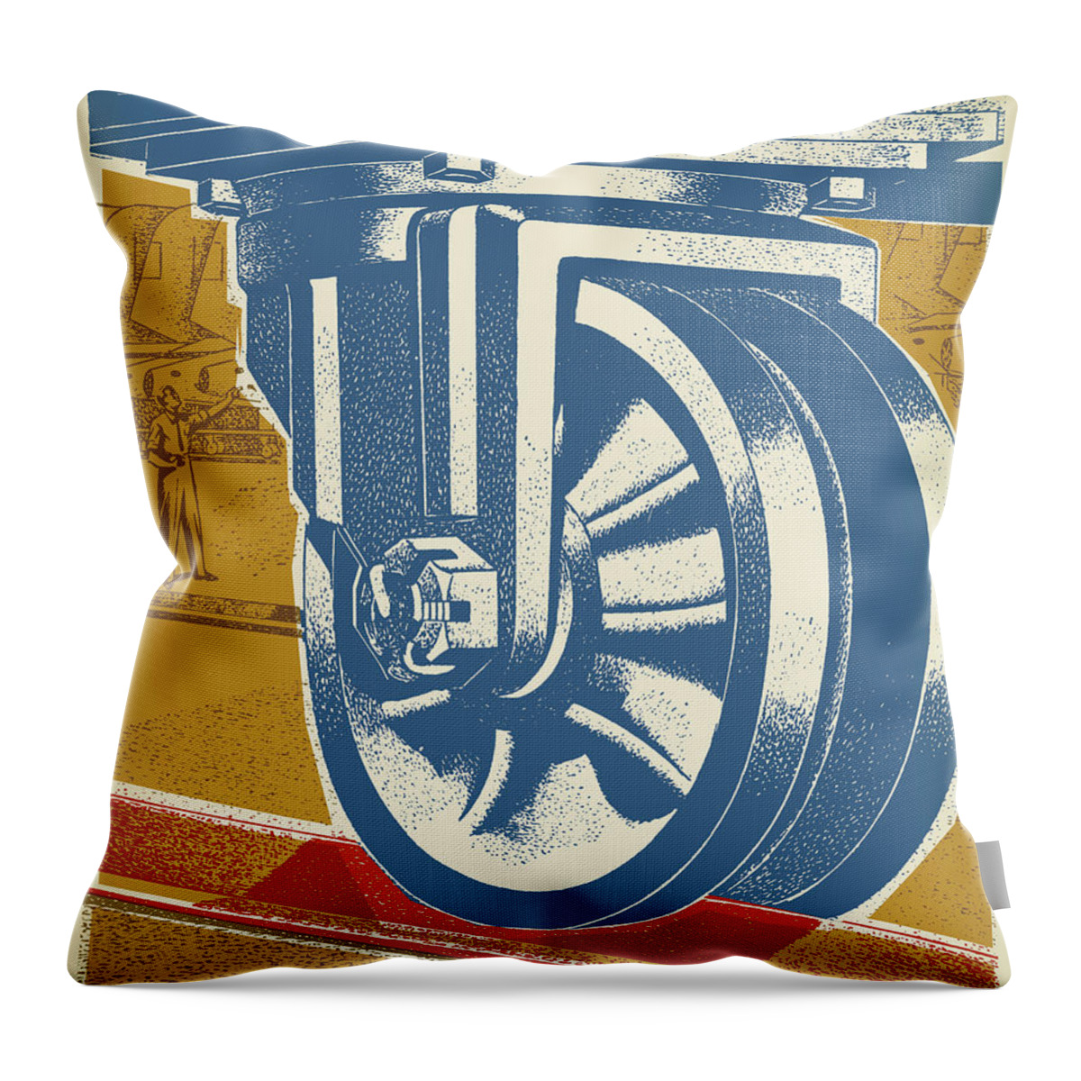 Big Business Throw Pillow featuring the drawing Caster Wheel by CSA Images