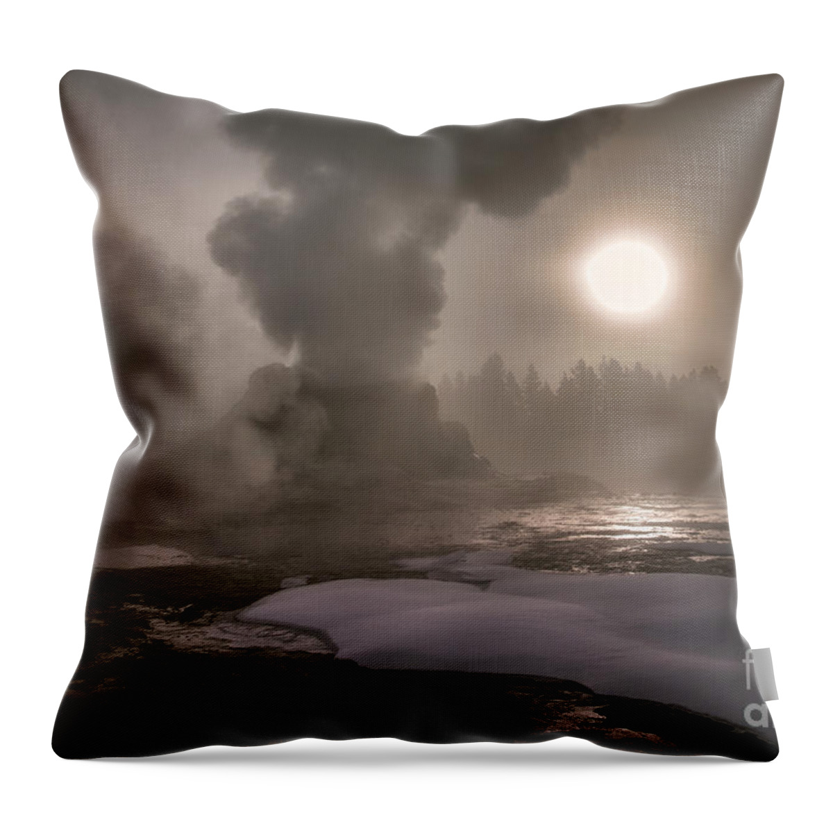 Landscape Throw Pillow featuring the photograph Castle Geyser Sunrise - Yellowstone National Park by Sandra Bronstein
