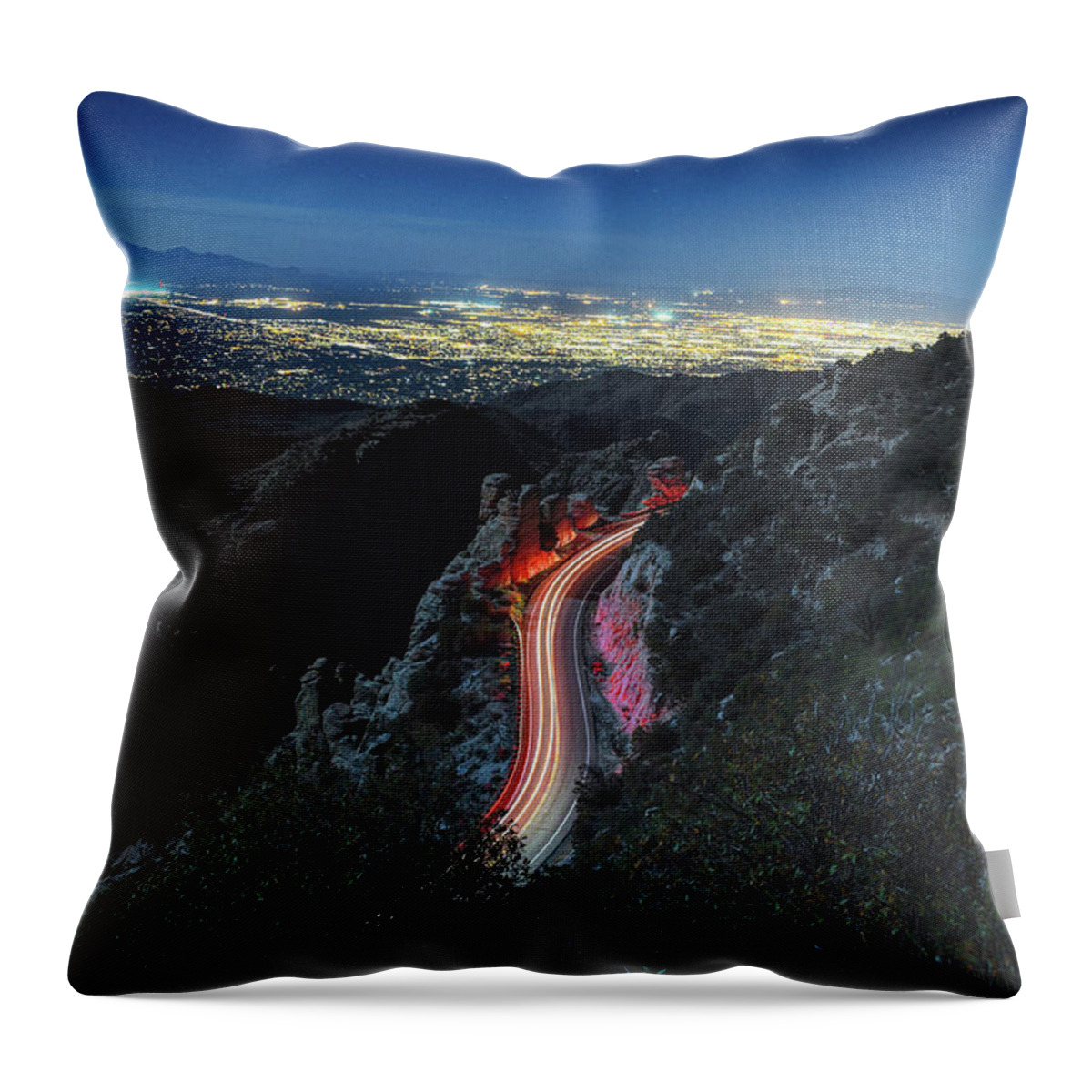 Tucson Throw Pillow featuring the photograph Catalina Highway Moonlight by Chance Kafka