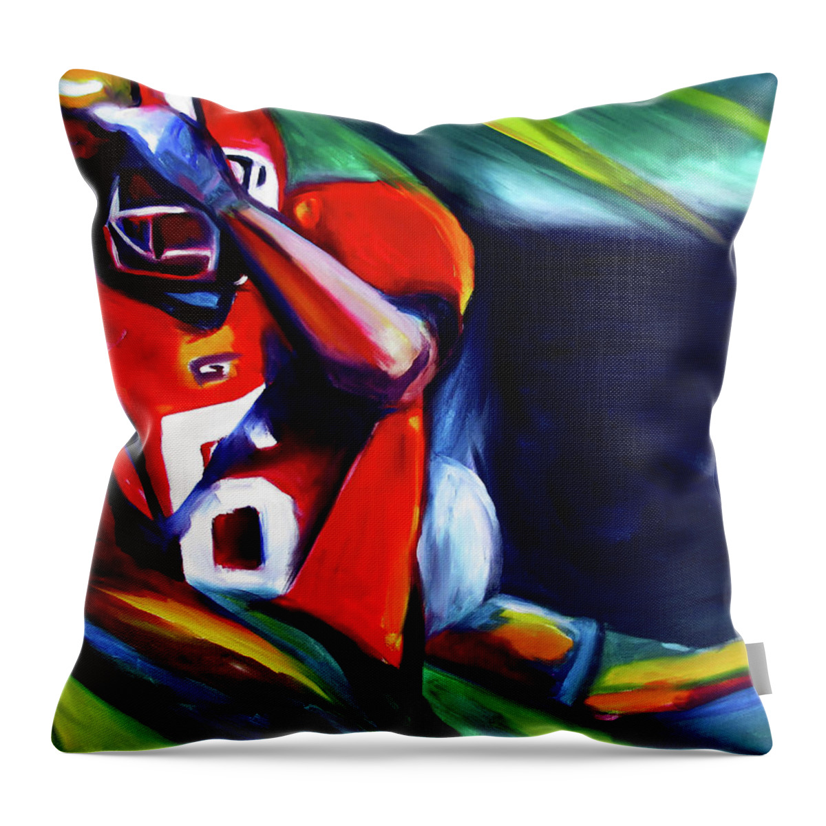 Uga Football Throw Pillow featuring the painting Catch by John Gholson