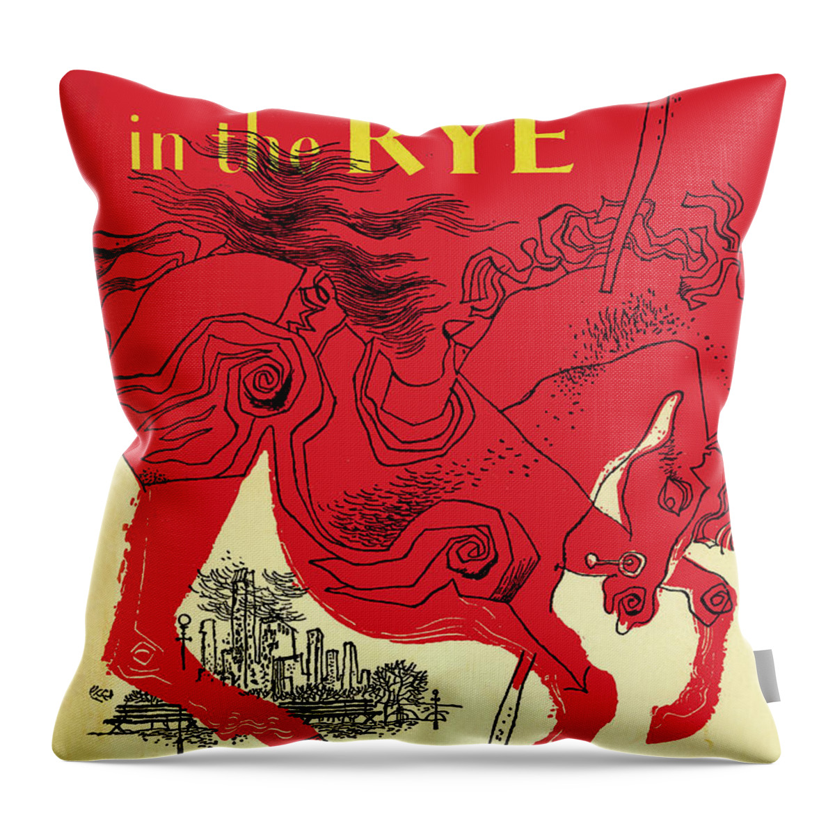 Horse Throw Pillow featuring the painting Catcher in the Rye by E. Michael Mitchell
