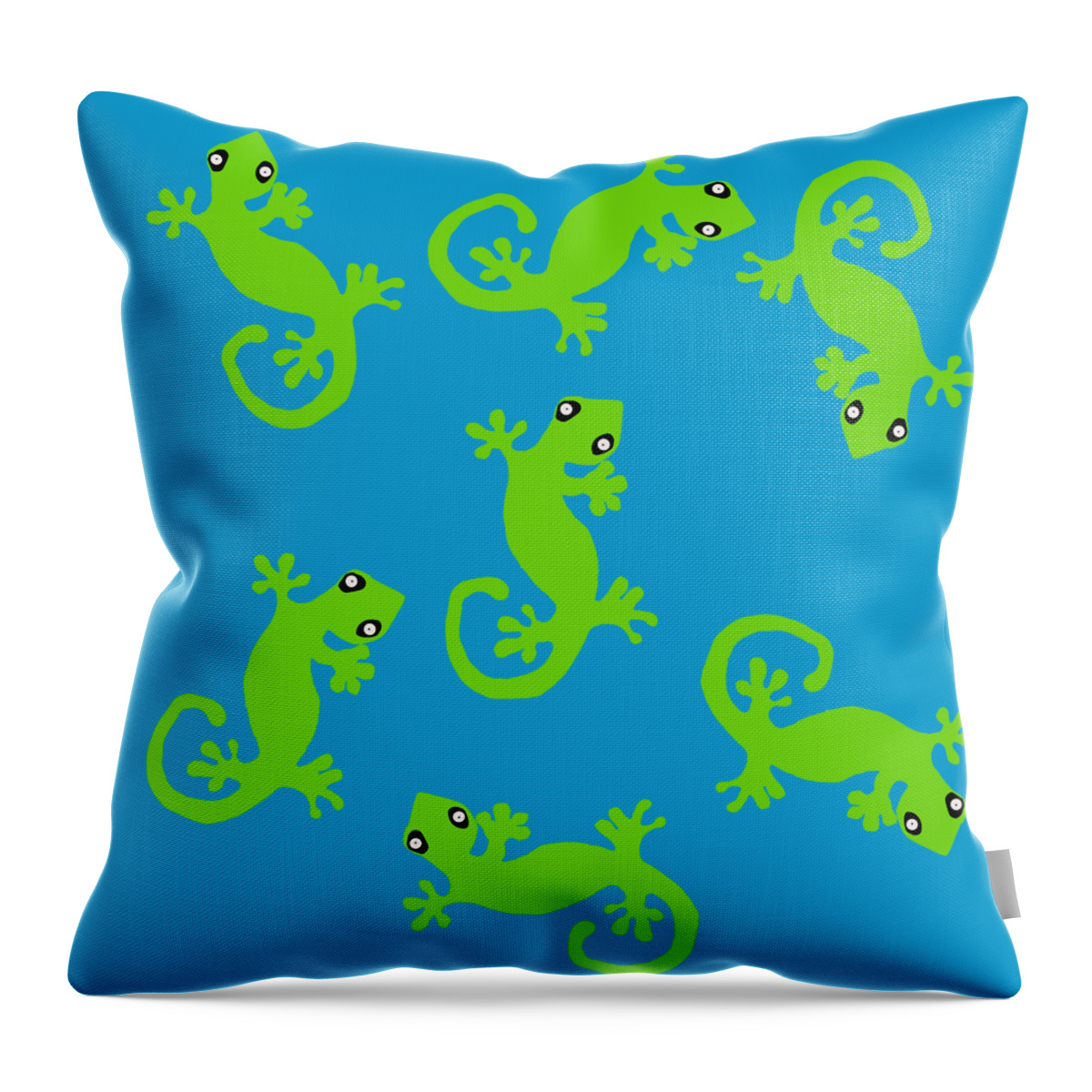 Cavorting Geckos Throw Pillow featuring the digital art Cavorting Geckos by Kandy Hurley