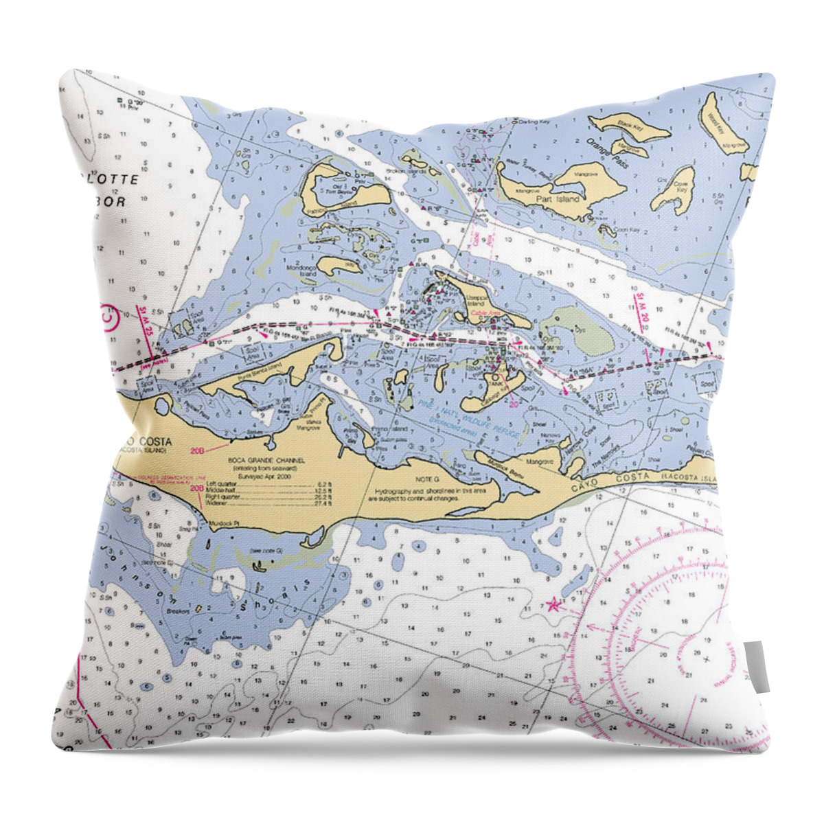 11426 Throw Pillow featuring the photograph Cayo Costa Nautical Chart by Nautical Chartworks