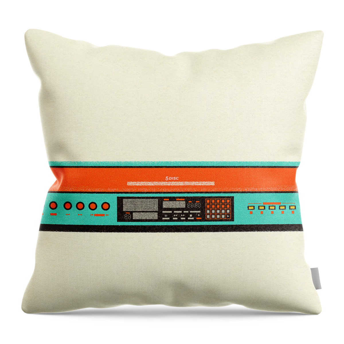Audio Throw Pillow featuring the drawing CD Disc Changer by CSA Images