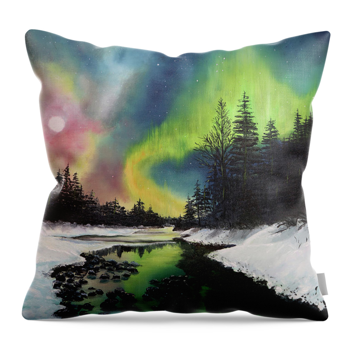 Landscape Throw Pillow featuring the painting Celestial Veils by Stephen Krieger