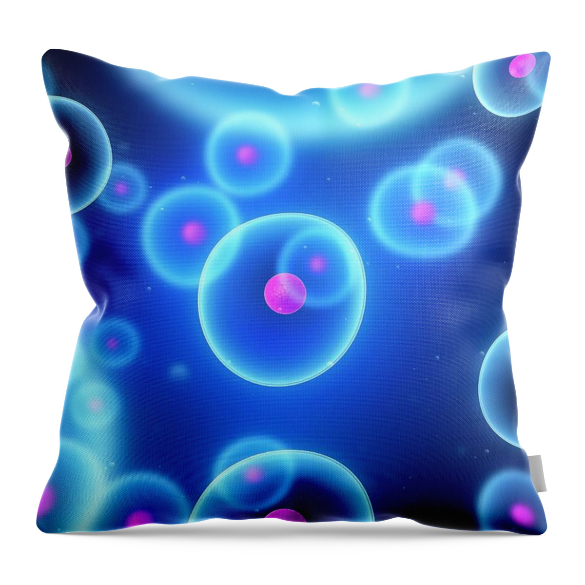 Nucleus Throw Pillow featuring the digital art Cells, Conceptual Artwork by Science Photo Library - Sciepro