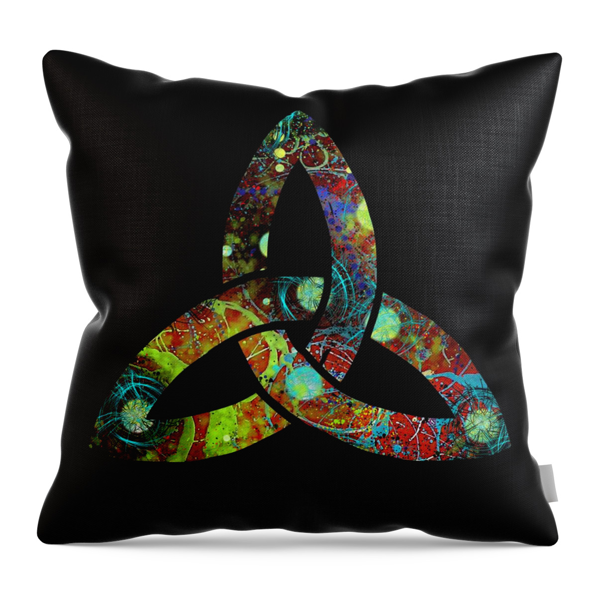 Triquetra Throw Pillow featuring the drawing Celtic Triquetra or Trinity Knot Symbol 1 by Joan Stratton
