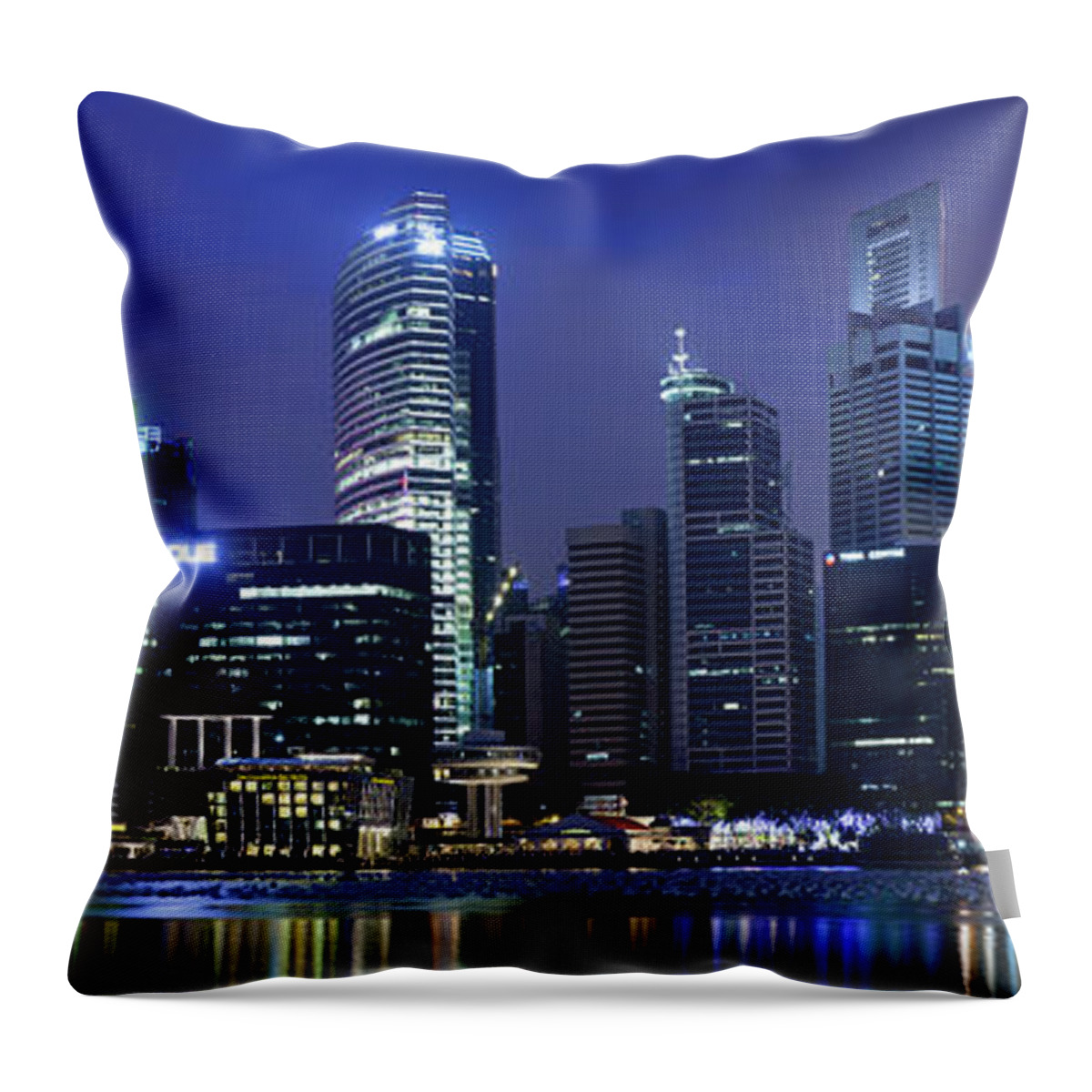 Panoramic Throw Pillow featuring the photograph Central Business District, Singapore by David Clapp