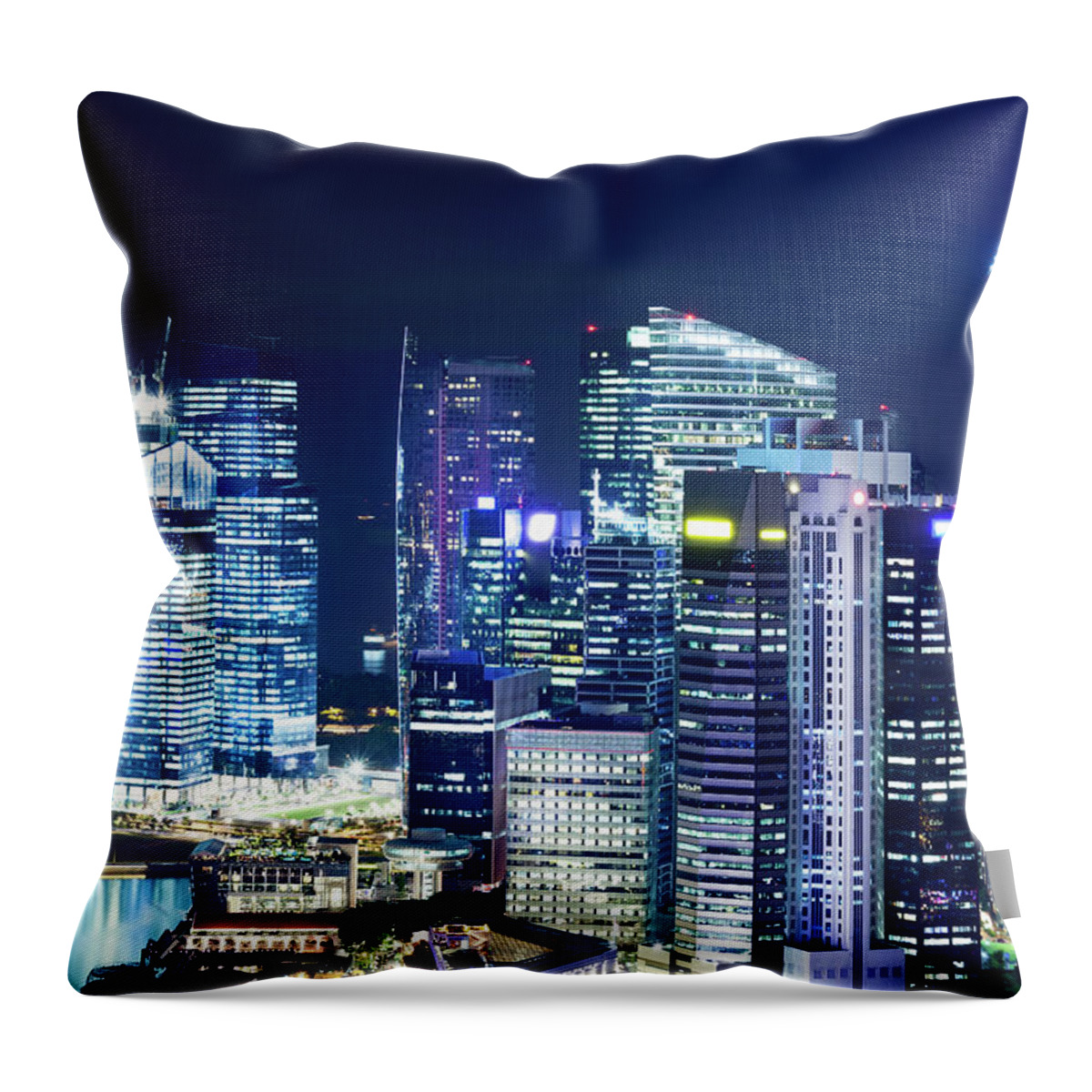 Downtown District Throw Pillow featuring the photograph Central Business District, Singapore by Tomml