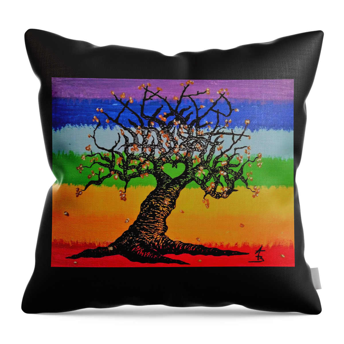 Love Throw Pillow featuring the drawing Chakra Love Tree by Aaron Bombalicki