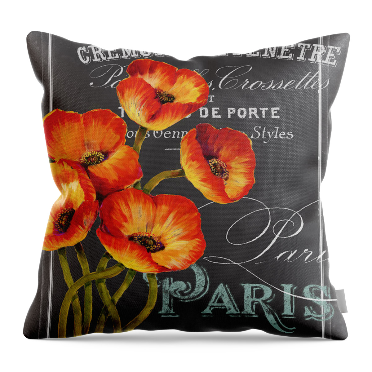 Travel Throw Pillow featuring the painting Chalkboard Paris IIi by Studio W