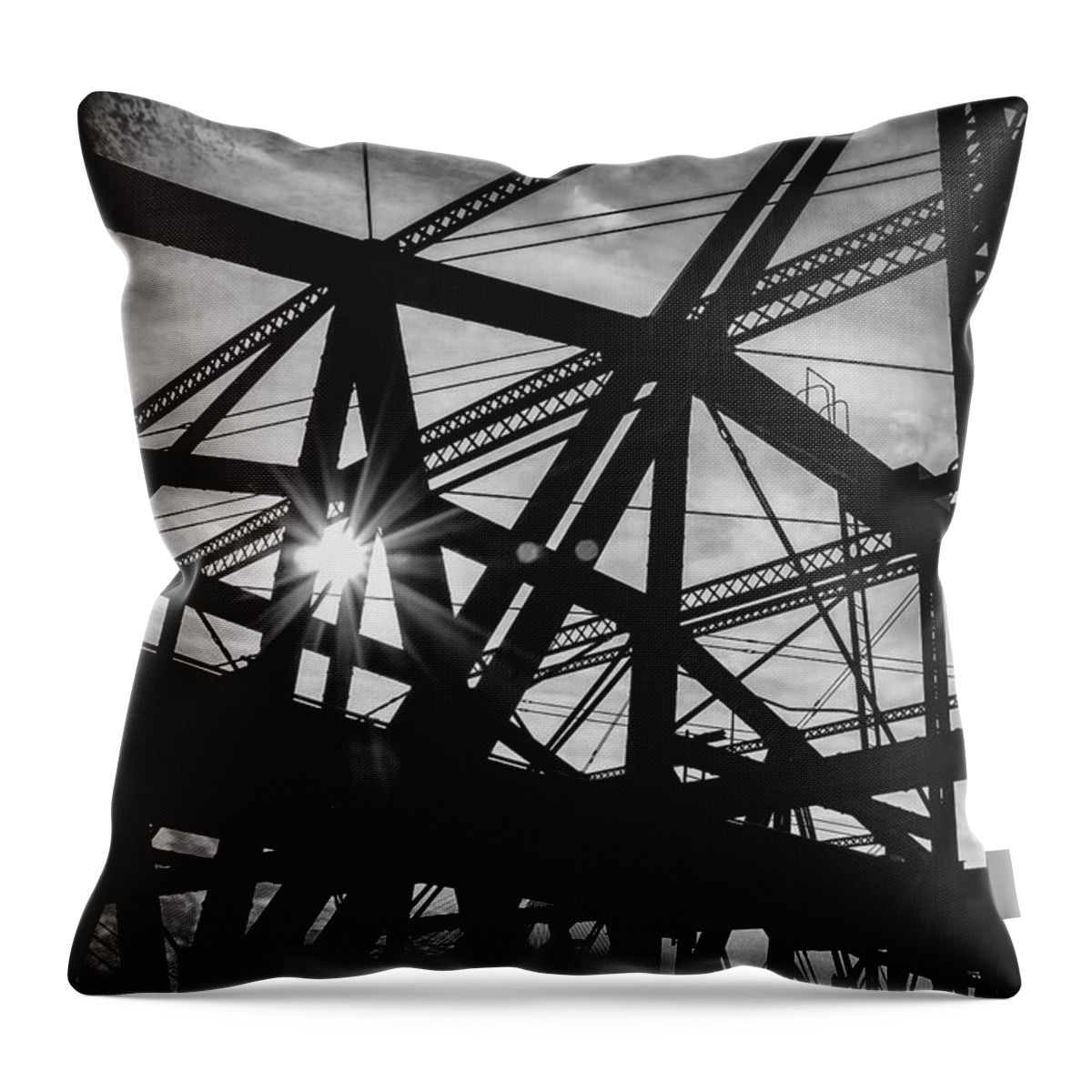 Boston Throw Pillow featuring the photograph Charlestown Bridge Boston Massachusetts Black and White by Carol Japp