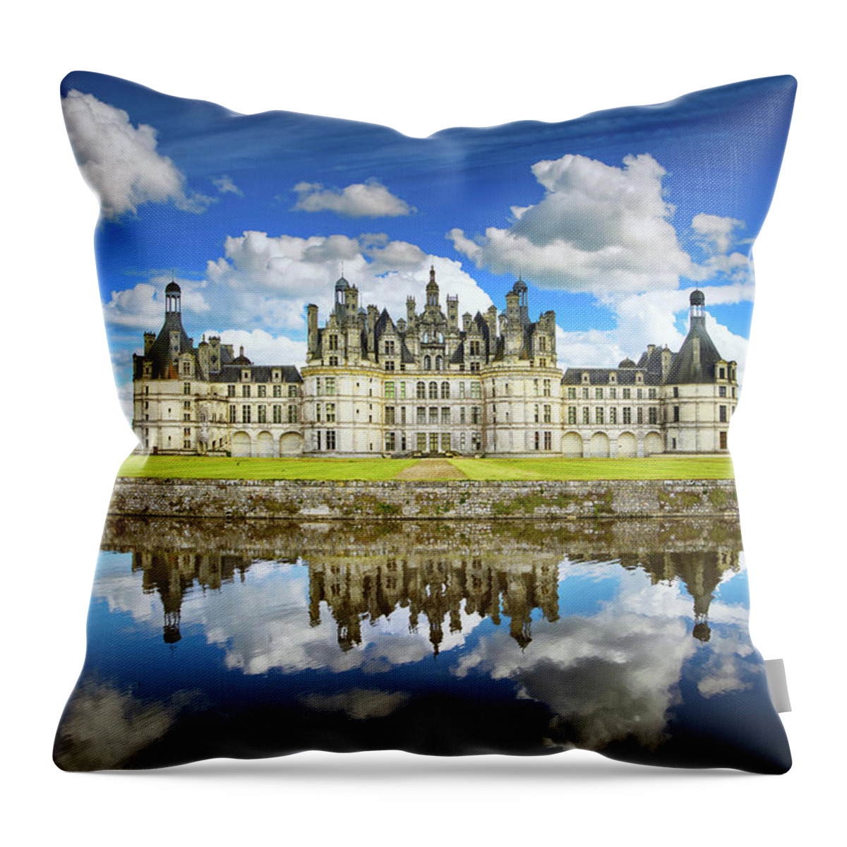 Chambord Throw Pillow featuring the photograph Chateau de Chambord castle. Loire by Stefano Orazzini