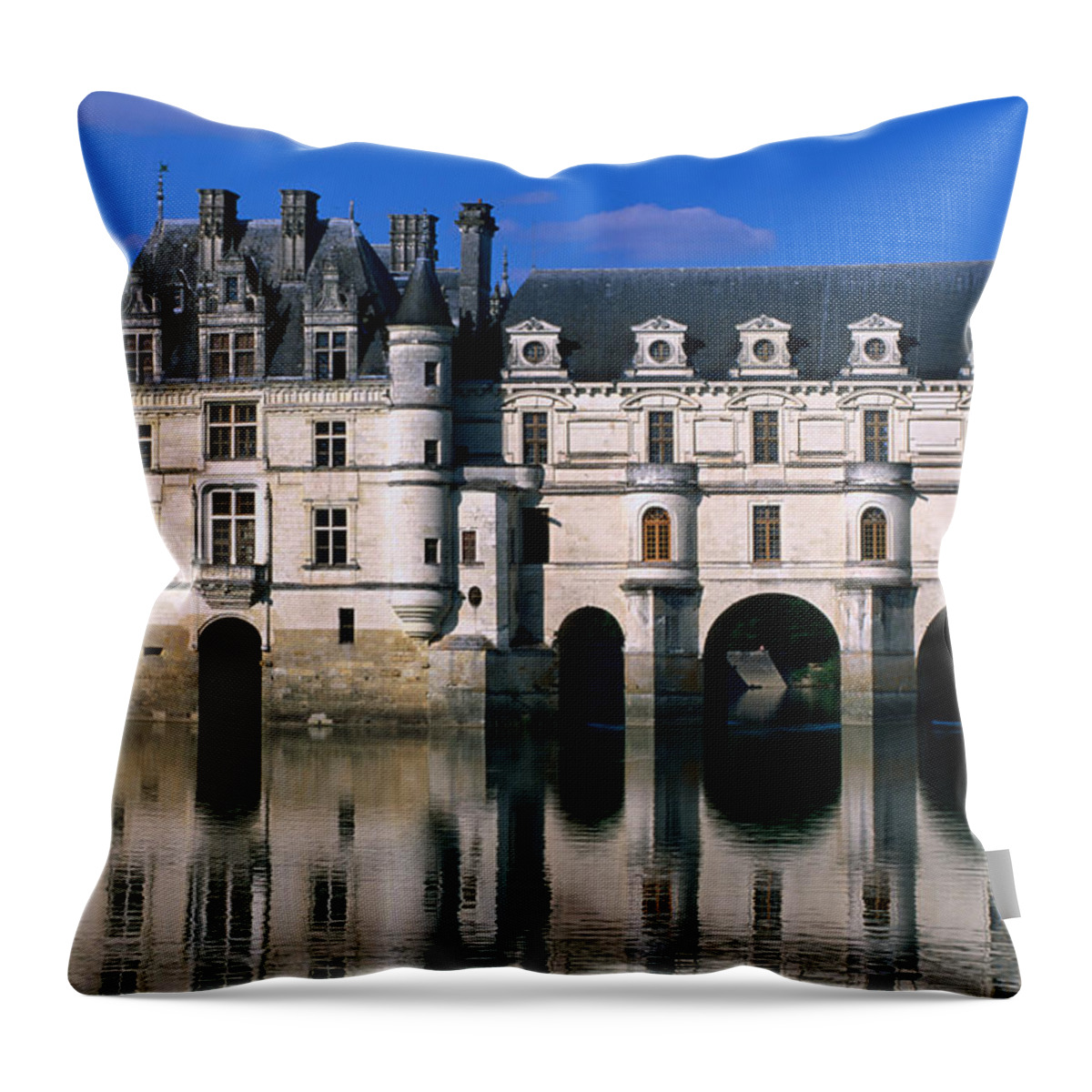 Arch Throw Pillow featuring the photograph Chateau De Chenonceau Along Cher River by John Elk Iii