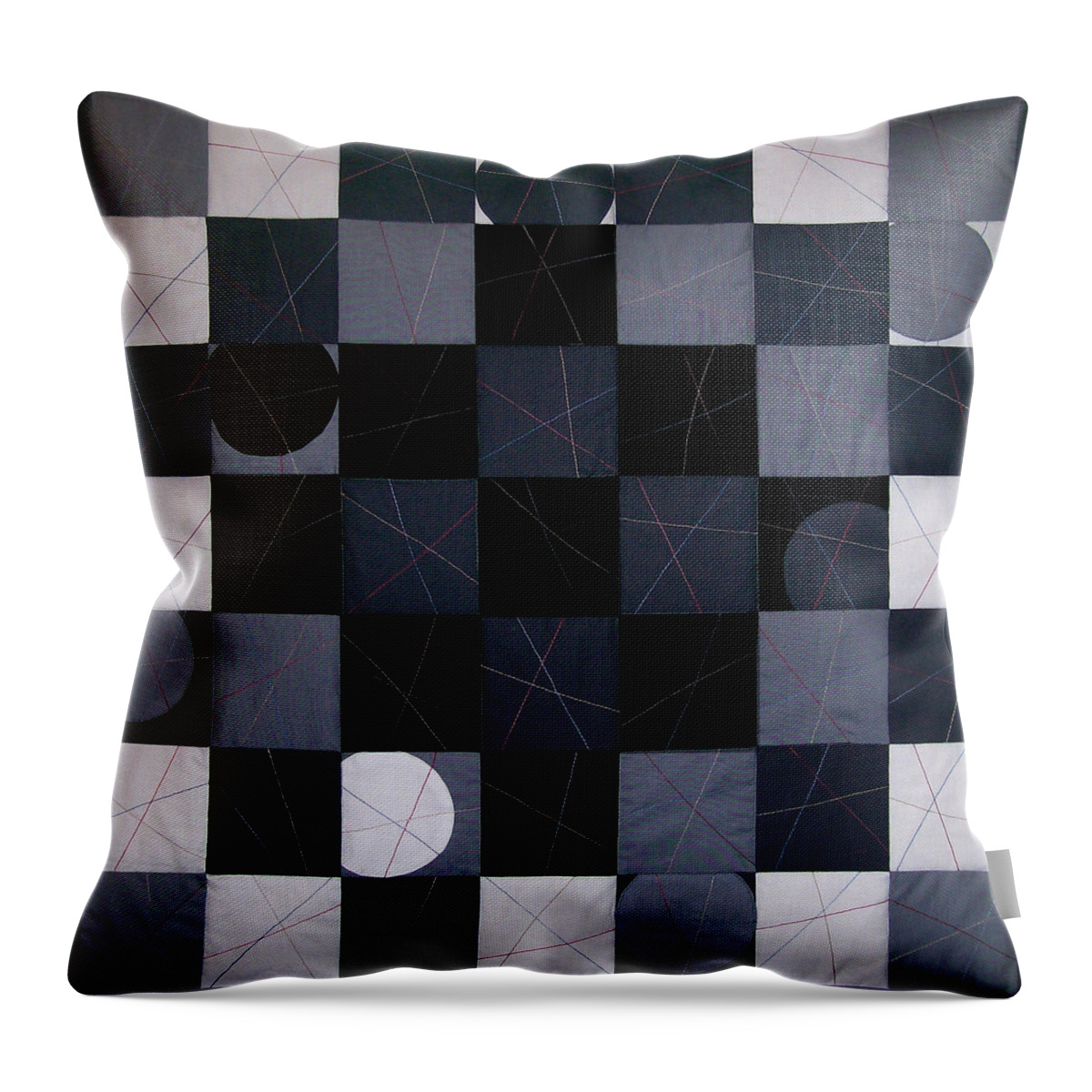Abstract Throw Pillow featuring the tapestry - textile Checkers and Pick-up-sticks by Pam Geisel