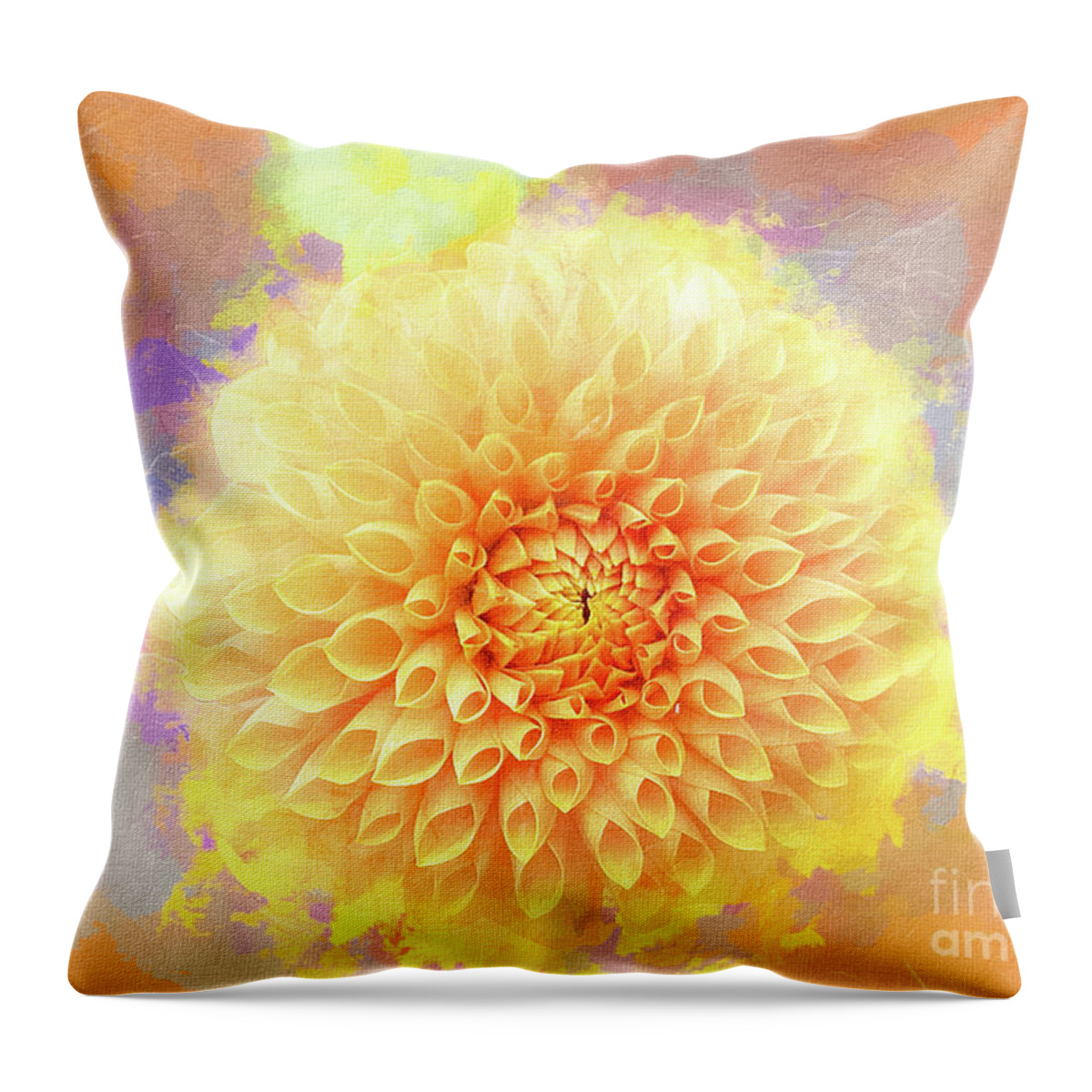 Mona Stut Throw Pillow featuring the digital art Cheery Dahlia Beauty by Mona Stut