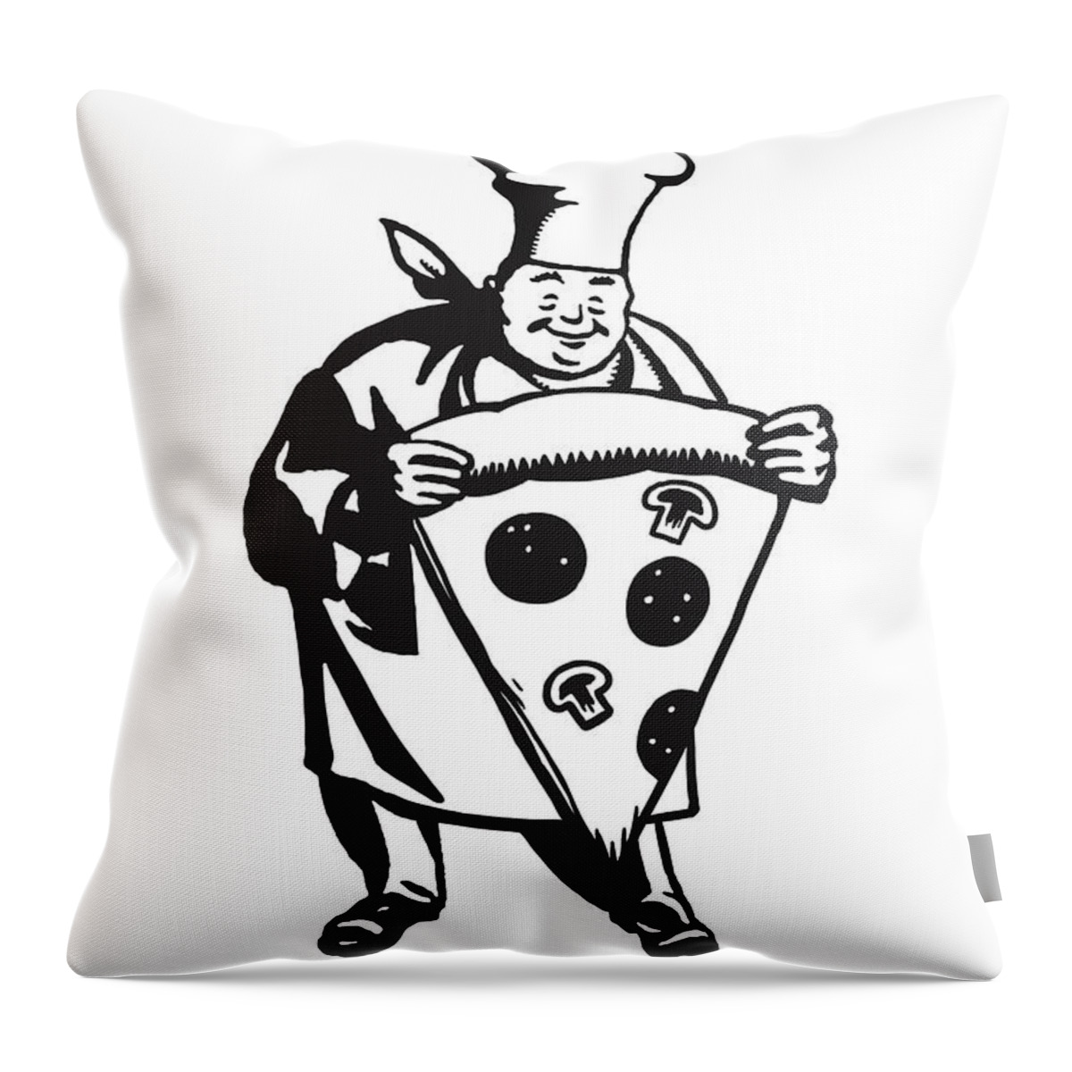 Accessories Throw Pillow featuring the drawing Chef Holding a Large Slice of Pizza by CSA Images