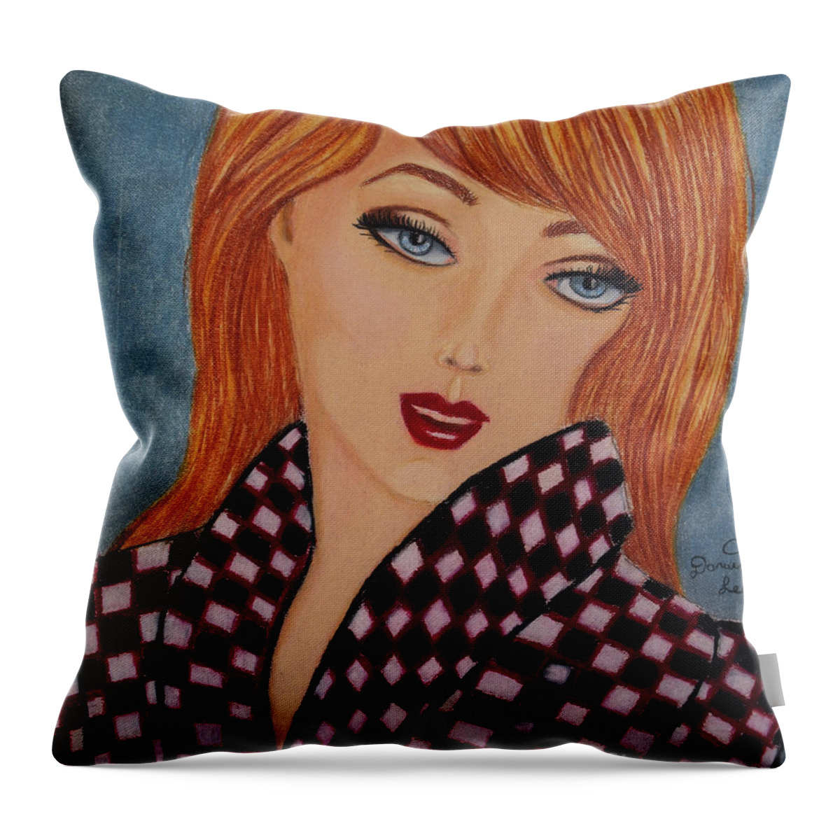 Fine Art Throw Pillow featuring the drawing Chelsea Girl 2 by Dorothy Lee