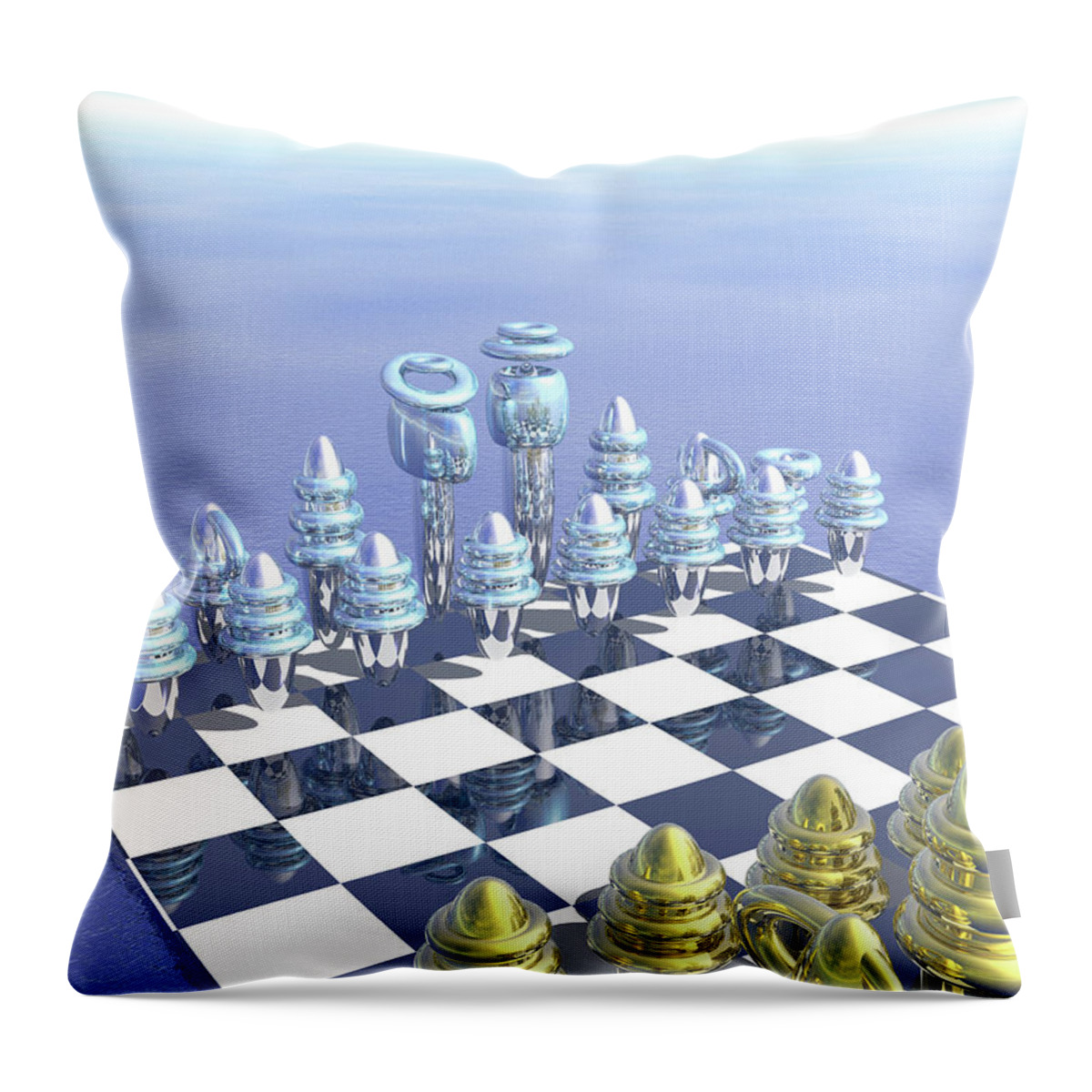 Chess Throw Pillow featuring the digital art Chess Set by Bernie Sirelson