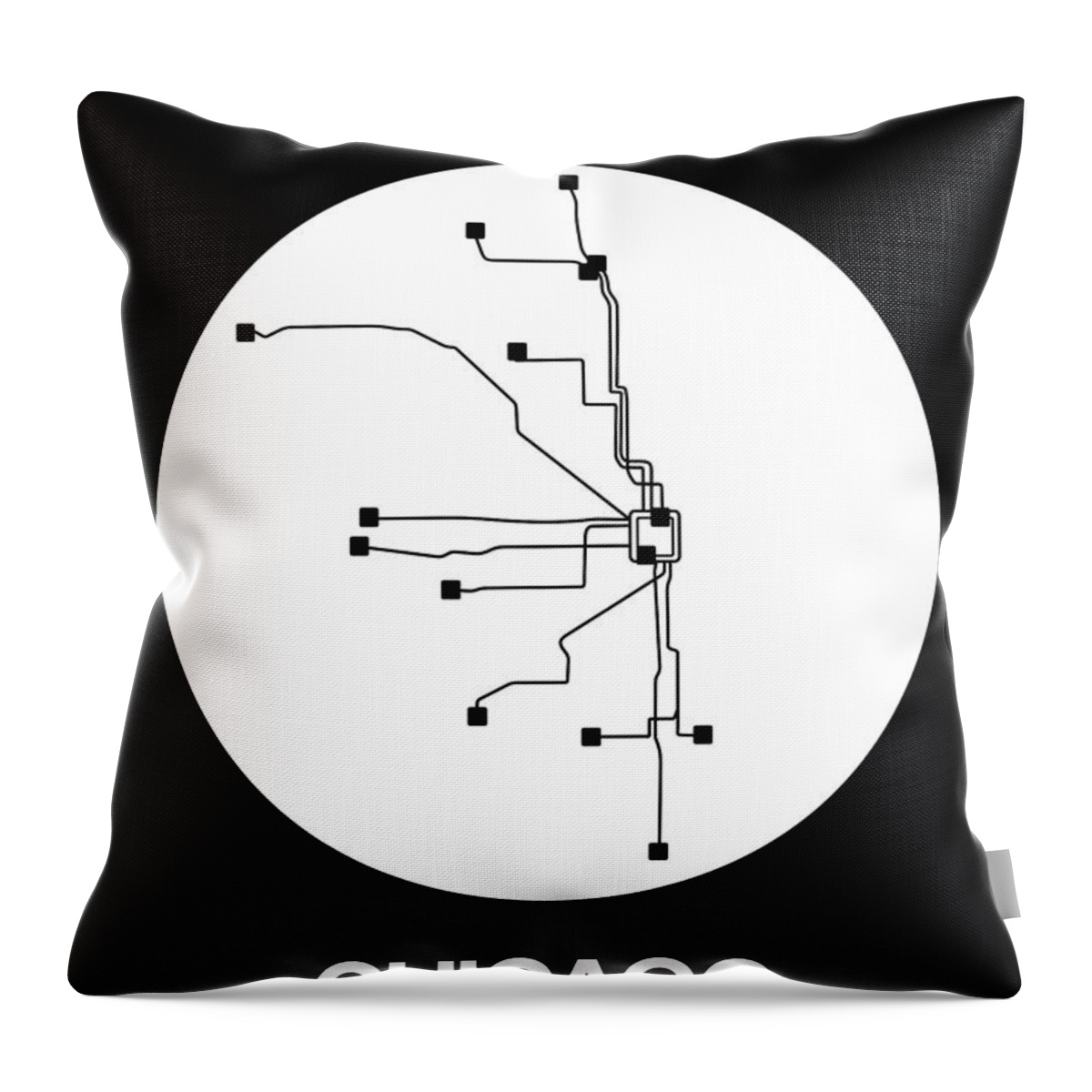 Chicago Throw Pillow featuring the digital art Chicago White Subway Map by Naxart Studio