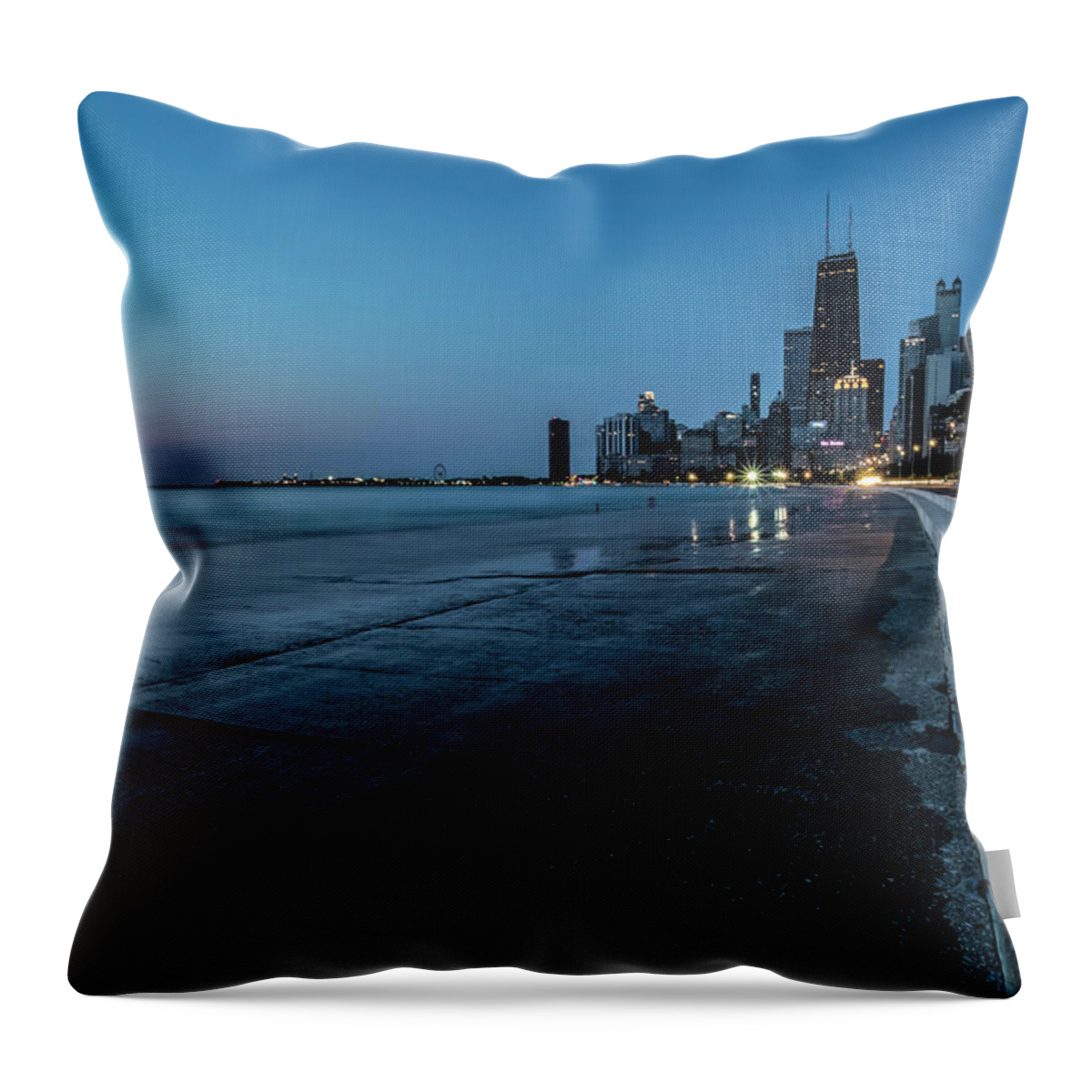 Chicago Throw Pillow featuring the photograph Chicago's lakefront at dawn by Sven Brogren