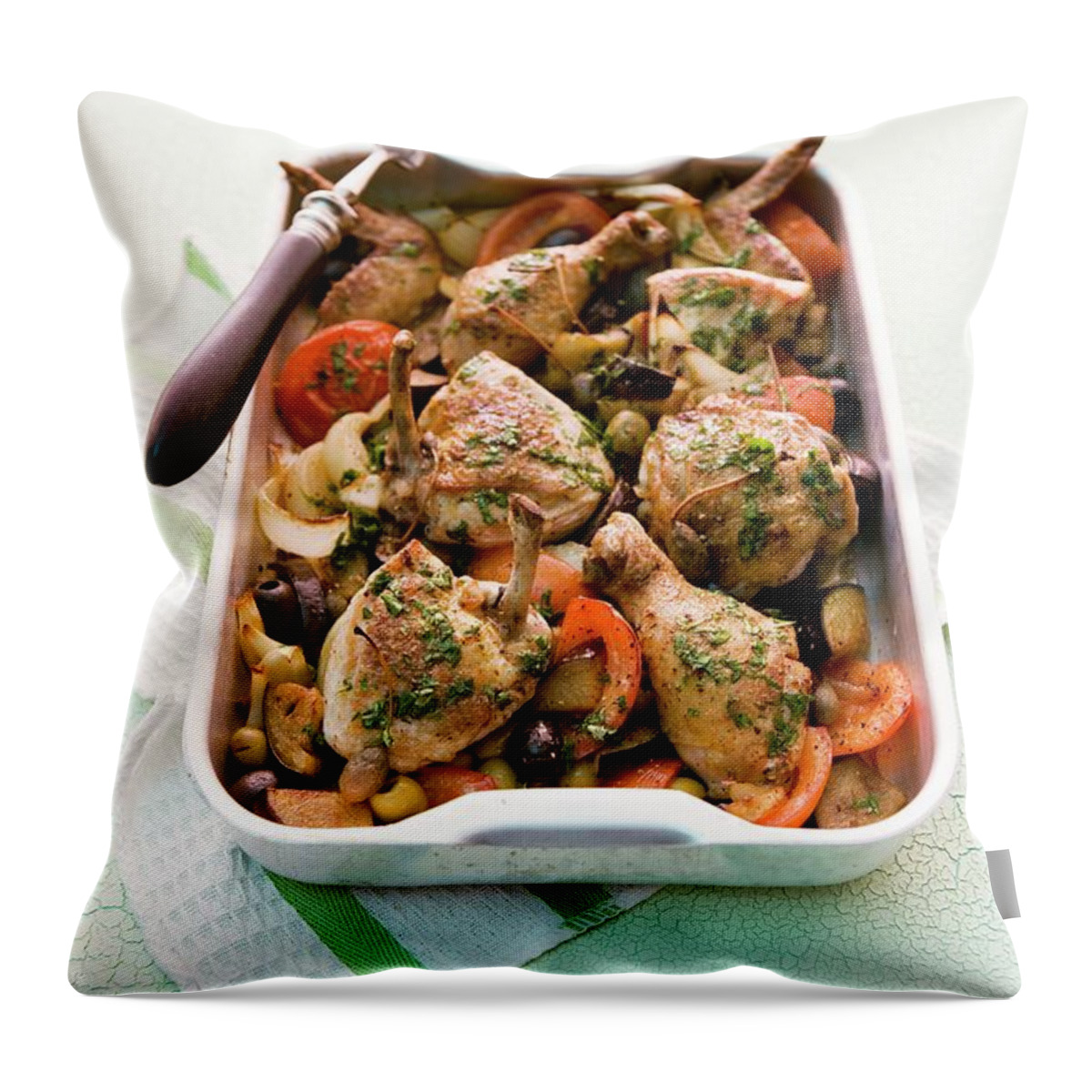 Ip_11283622 Throw Pillow featuring the photograph Chicken Caponata by Michael Wissing