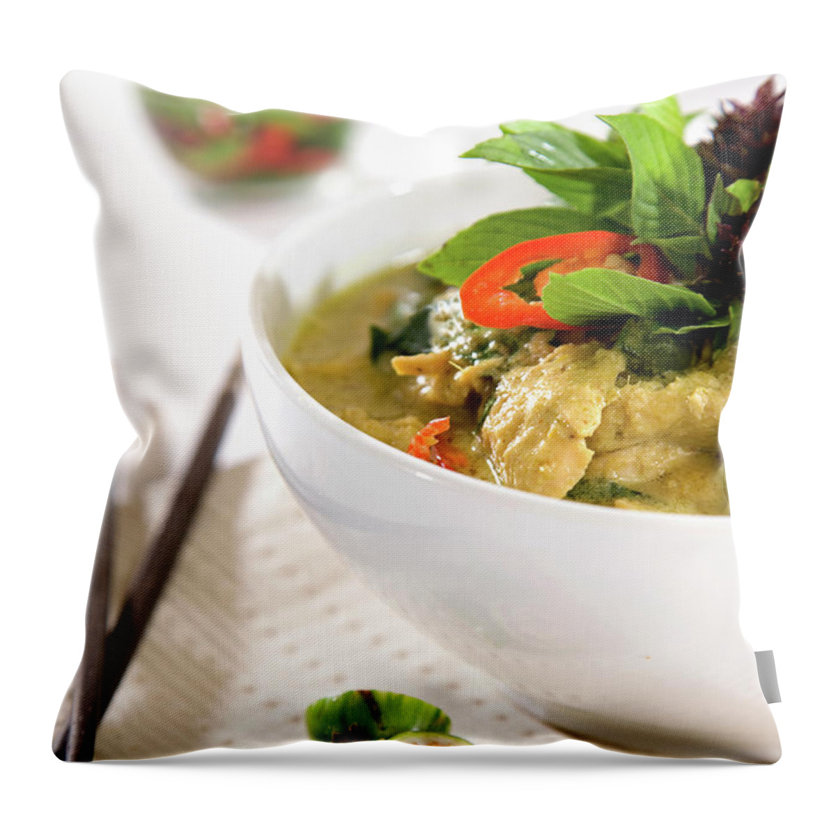 Chicken Meat Throw Pillow featuring the photograph Chicken Green Curry by Shutterworx