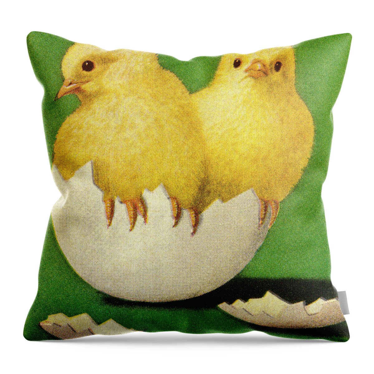 Animal Throw Pillow featuring the drawing Chicks Coming Out of Shell by CSA Images