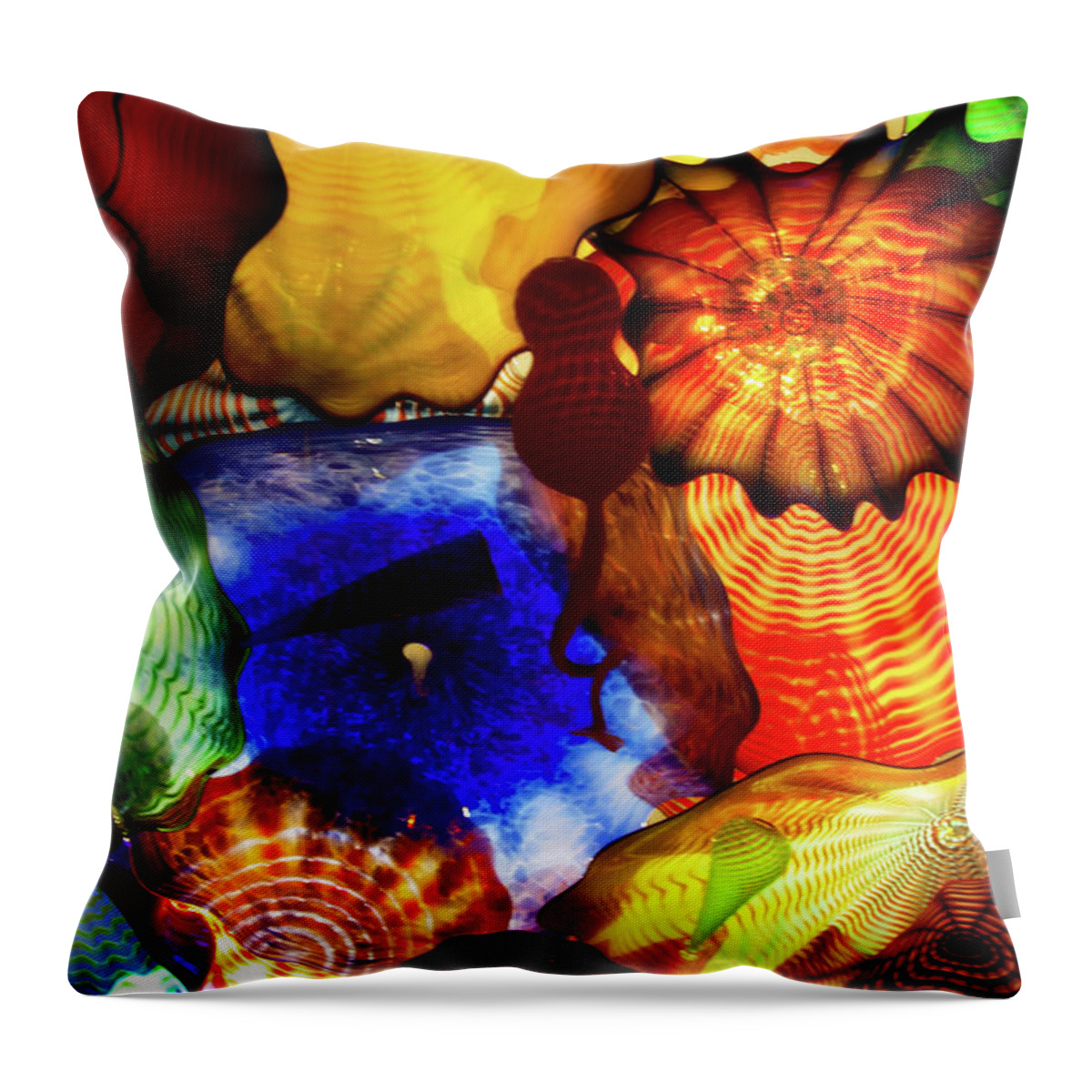 Glass Throw Pillow featuring the photograph Chihuly Persian Ceiling Oklahoma City Museum of Art by Toni Hopper