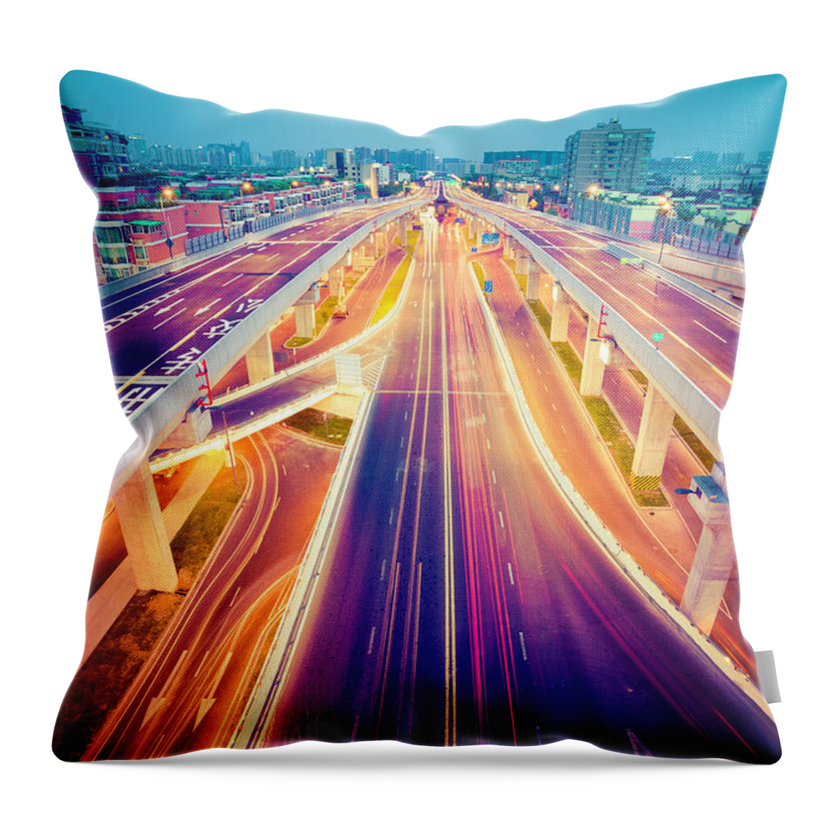 The Twilight Series Throw Pillow featuring the photograph China Traffic by 4x-image