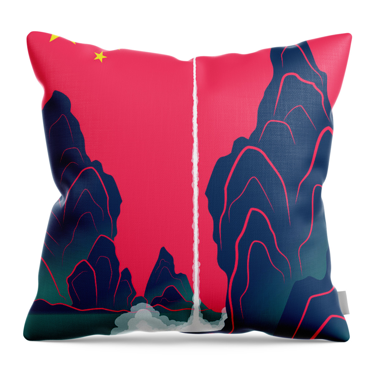 Aerospace Throw Pillow featuring the photograph Chinese Rocket Launching by Ikon Images