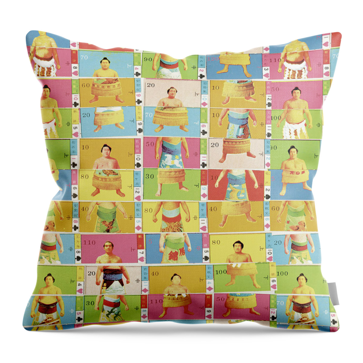Asia Throw Pillow featuring the drawing Chop Sumo Pattern by CSA Images