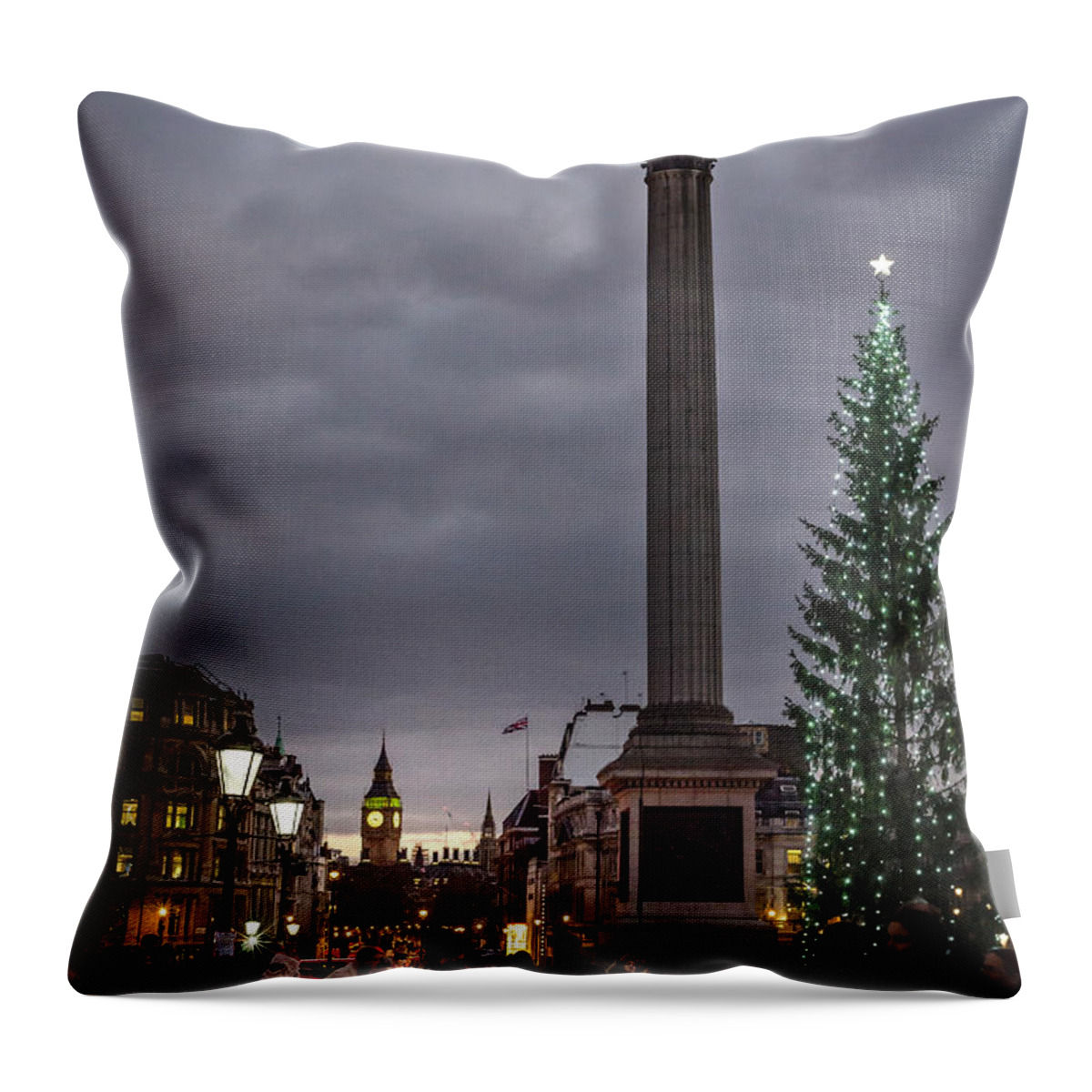 Father Christmas Throw Pillow featuring the photograph Christmas in Trafalgar Square, London by Perry Rodriguez