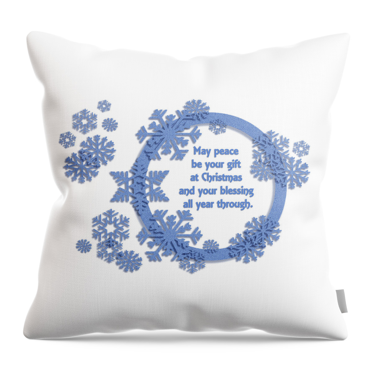 Christmas Greeting Throw Pillow featuring the digital art Christmas - May Peace Be Your Gift by Leslie Montgomery