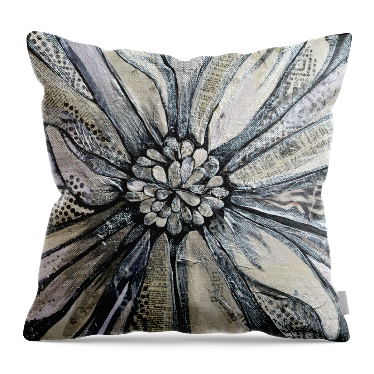 Chrysanthemum Throw Pillow featuring the painting Chrysanthemum by Shadia Derbyshire