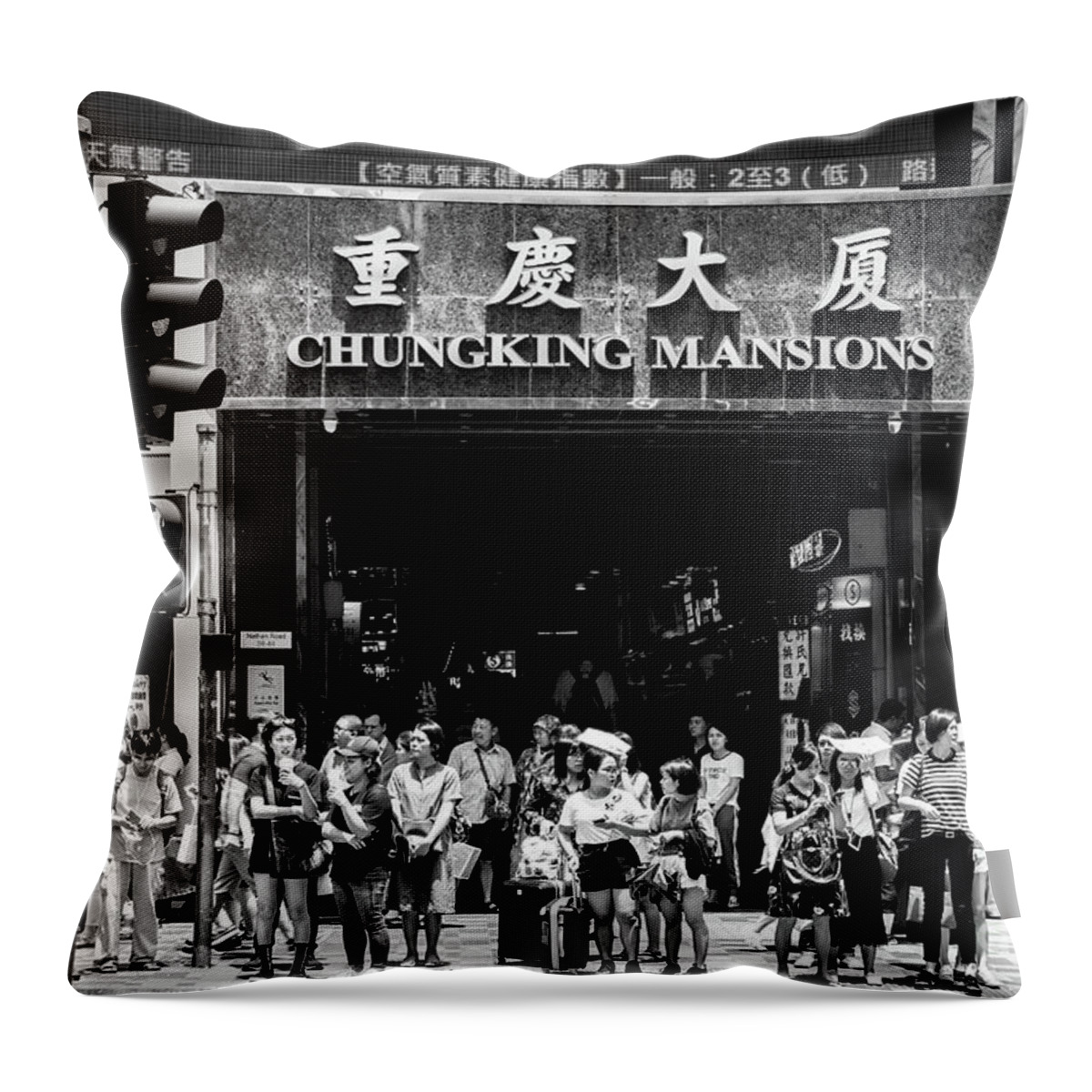 Asia Throw Pillow featuring the photograph Chungking Mansions in Hong Kong by Didier Marti
